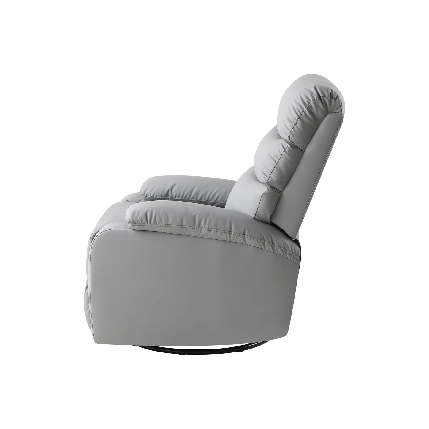 Light Gray PU Leather 360° Swivel Rocker Manual Recliner with Foot Anti Dirty Protection, Cat Scratch-resistant Fabric