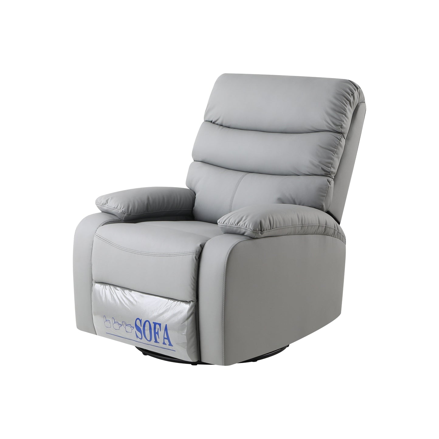 Light Gray PU Leather 360° Swivel Rocker Manual Recliner with Foot Anti Dirty Protection, Cat Scratch-resistant Fabric