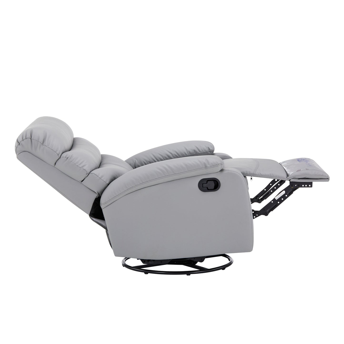 Light Gray PU Leather 360° Swivel Rocker Manual Recliner with Foot Anti Dirty Protection, Cat Scratch-resistant Fabric
