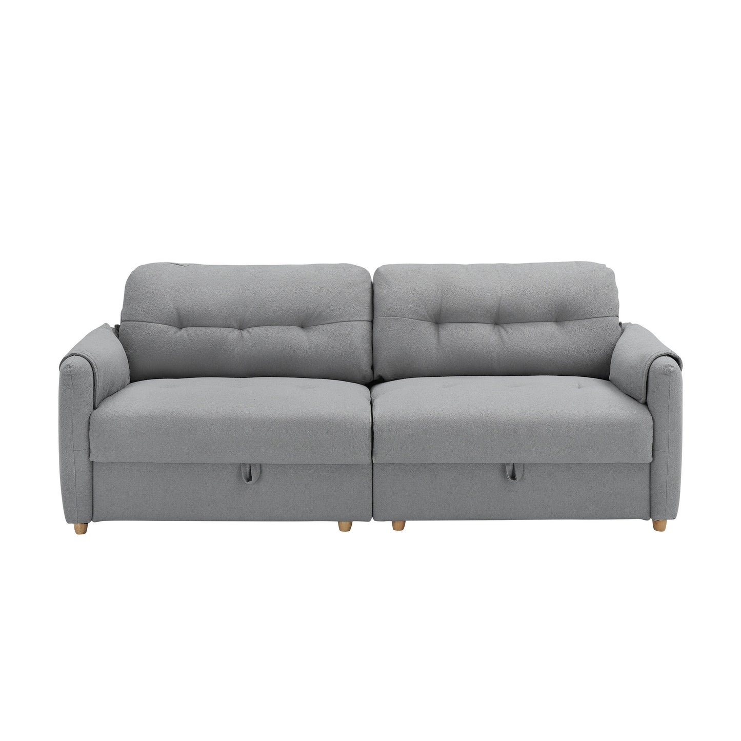 Light Grey 79.50 Teddy Fabric Upholstered 3-seater Storage Sofa with Hidden Seat Storage for Living Room
