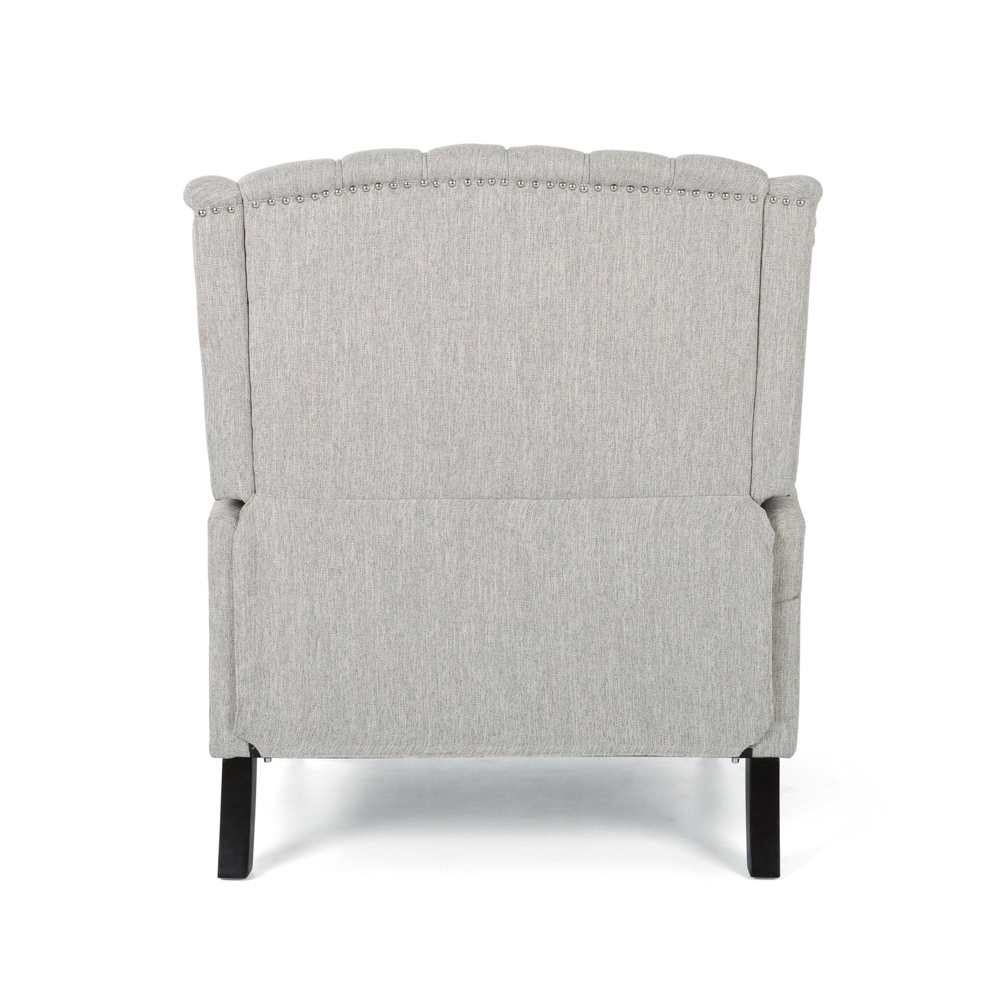 Light Grey Oversized Upholstered Wingback Push-Back Recliner with Footrest, Button-tufted Backrest, Nailhead Accents