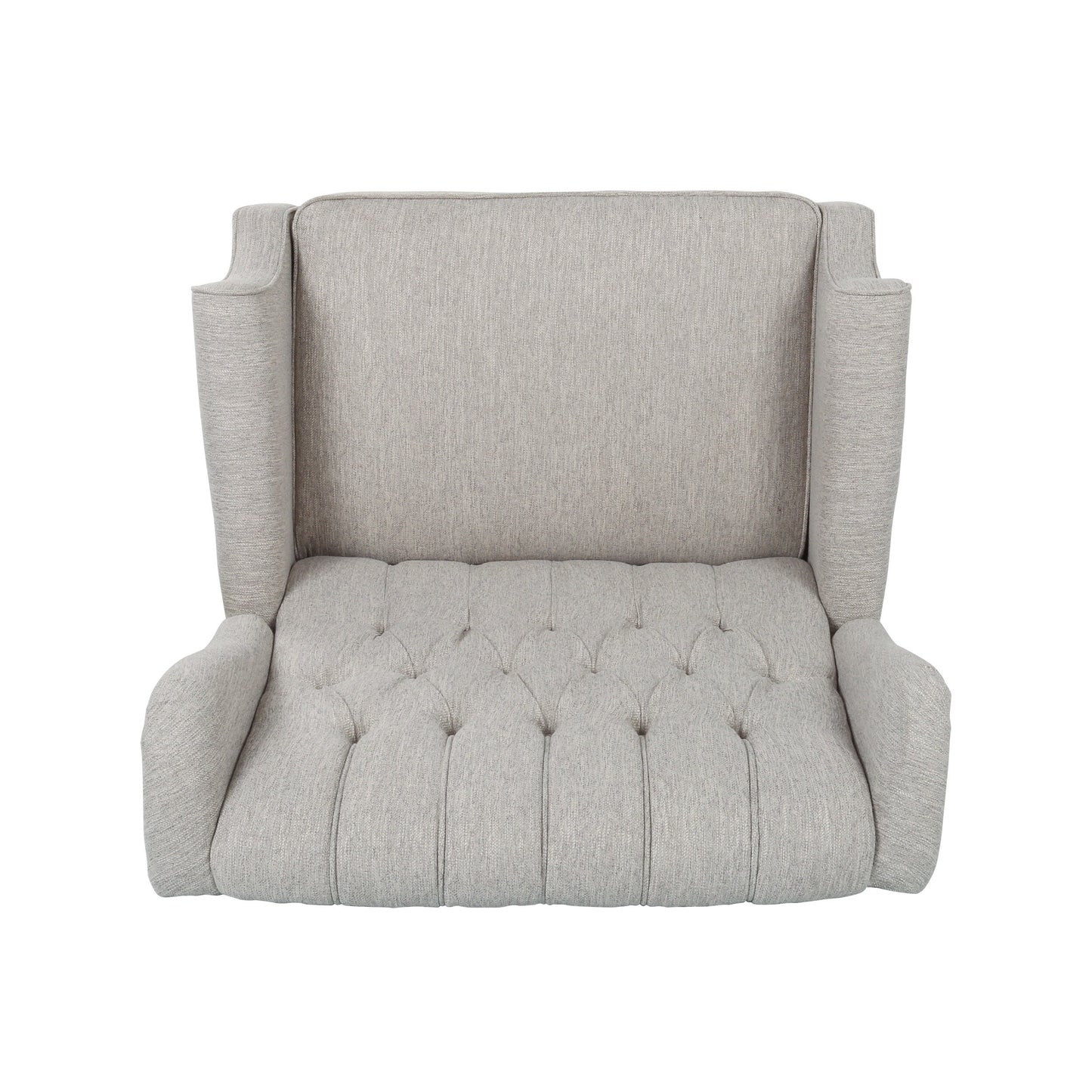 Light Grey Oversized Upholstered Wingback Push-Back Recliner with Footrest, Button-tufted Backrest, Nailhead Accents