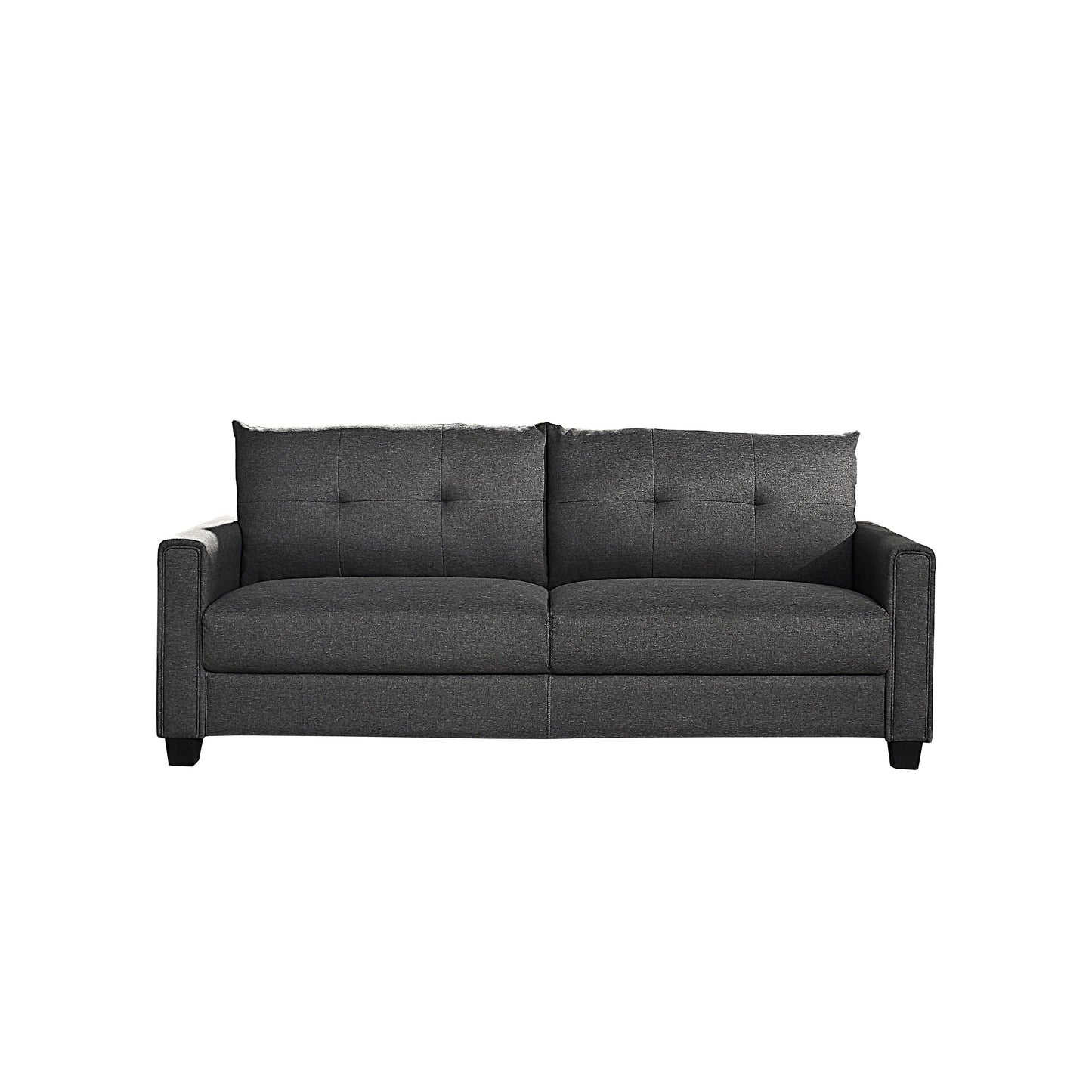 Linen Fabric Upholstered Sofa with Tufted Cushions - 30.71 x 81.10 x 32.28