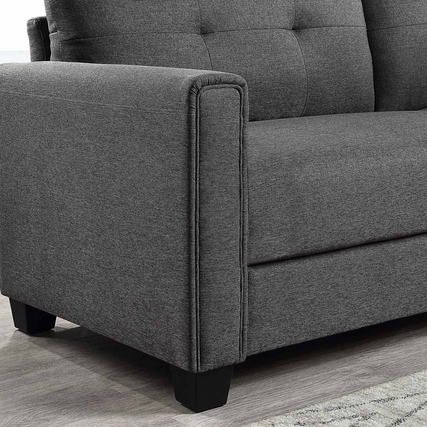 Linen Fabric Upholstered Sofa with Tufted Cushions - 30.71 x 81.10 x 32.28