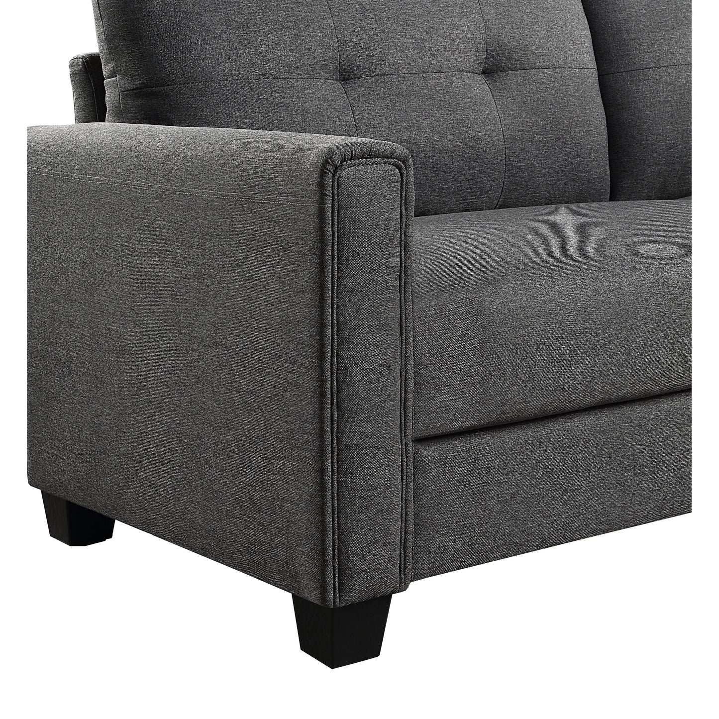 Linen Fabric Upholstered Sofa with Tufted Cushions - 30.71 x 81.10 x 32.28