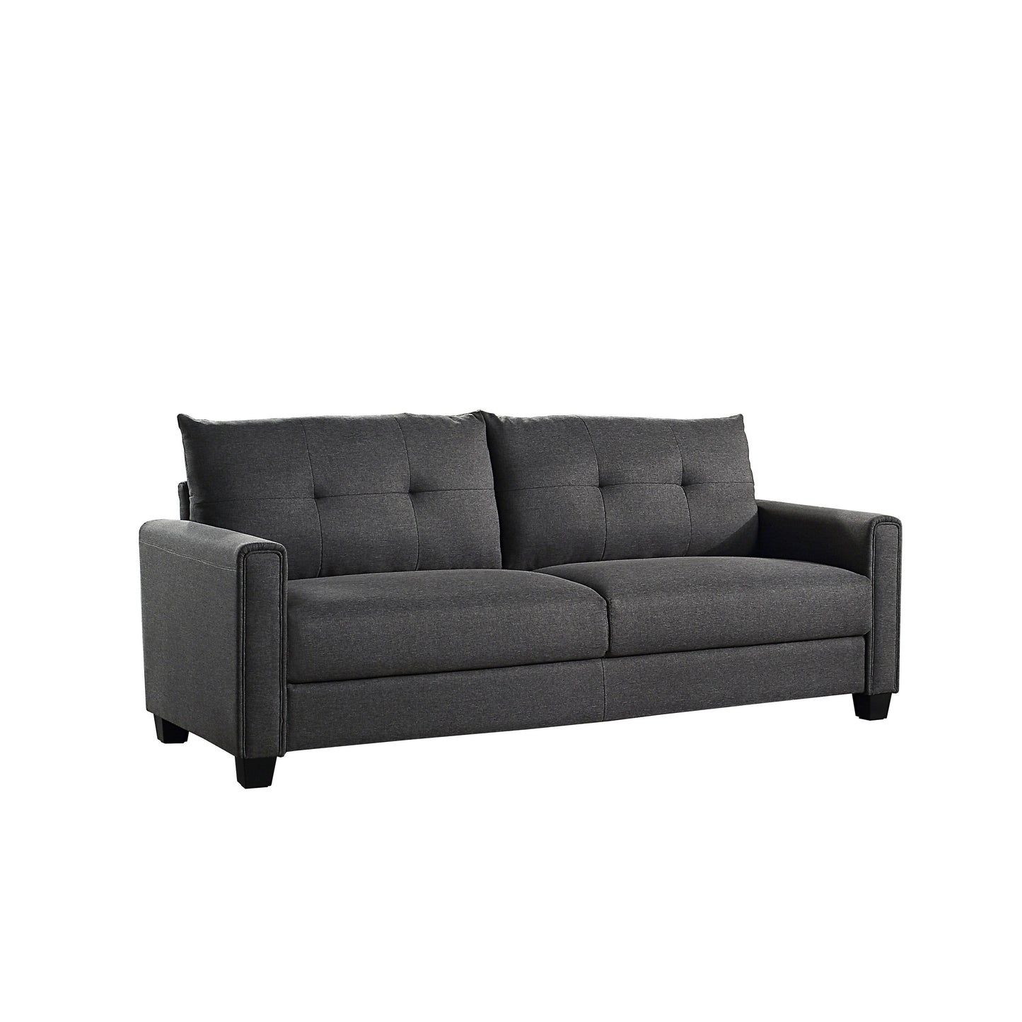 Linen Fabric Upholstered Sofa with Tufted Cushions - 30.71 x 81.10 x 32.28