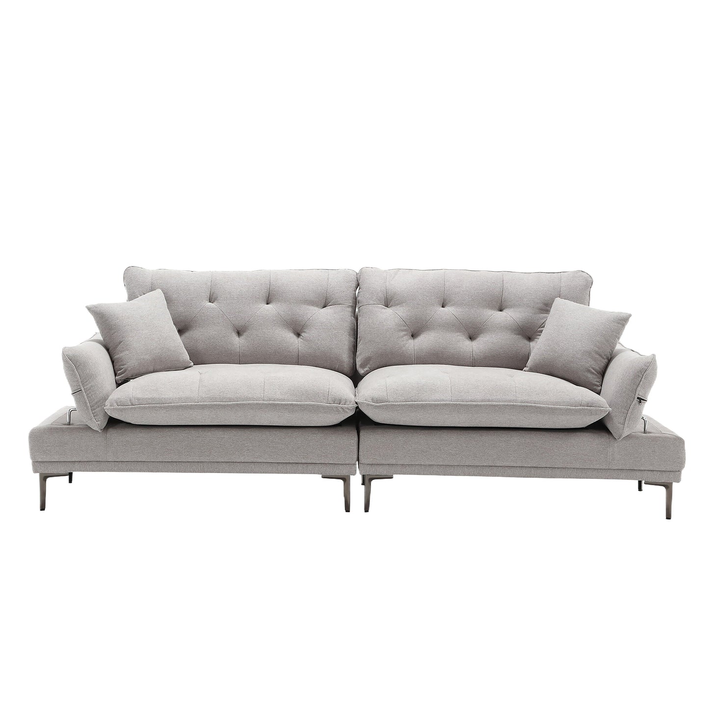 Linen Loveseat Sofa with Adjustable Armrests