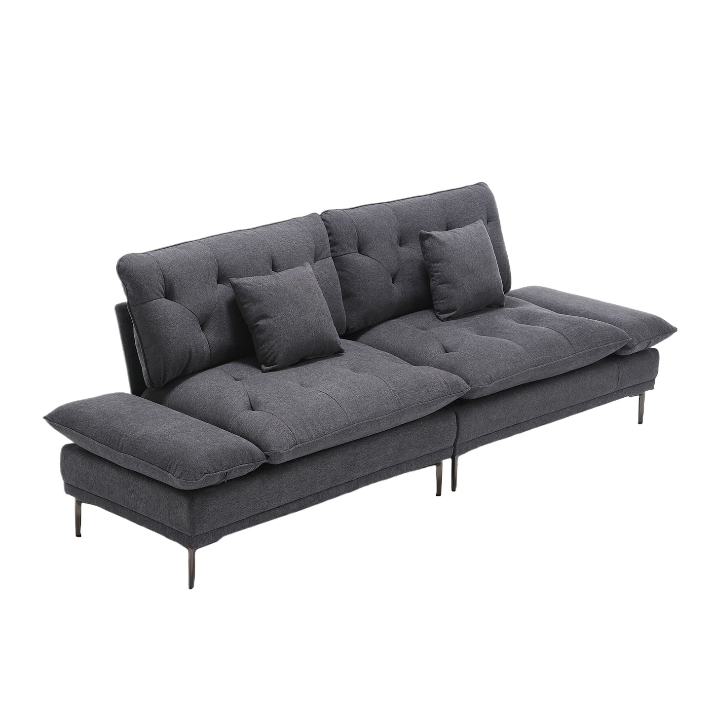 Linen Loveseat Sofa with Adjustable Armrests