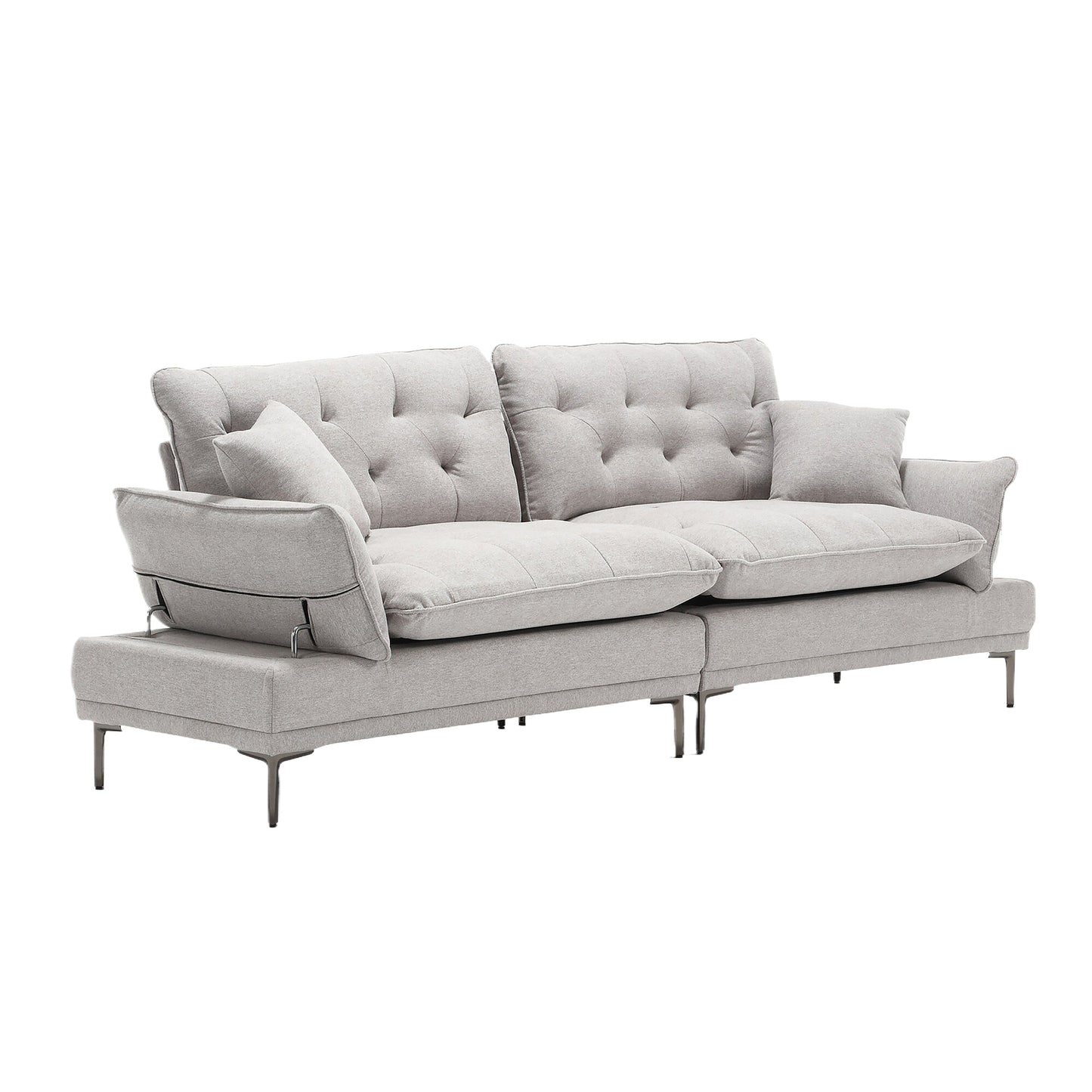 Linen Loveseat Sofa with Adjustable Armrests