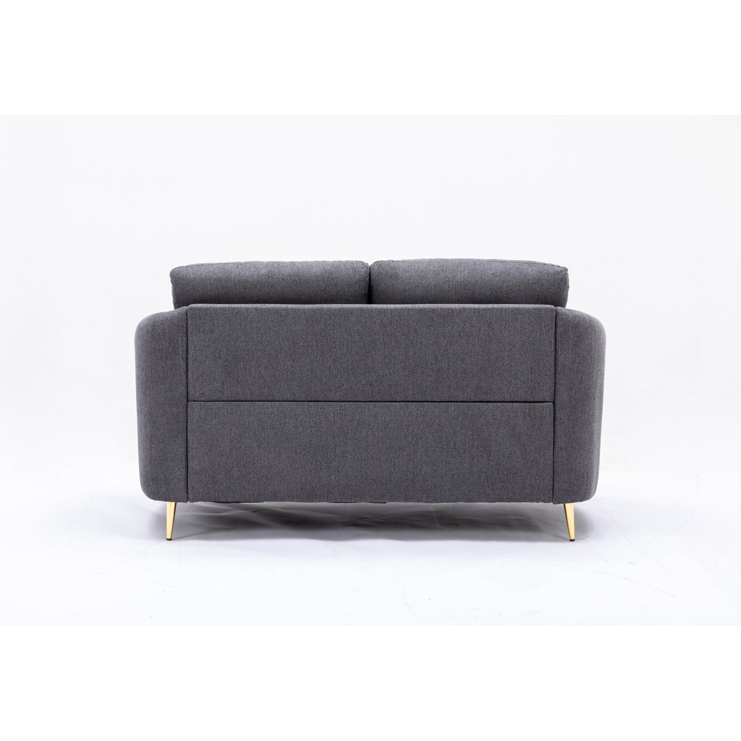 Linen Loveseat Sofa with Gold Metal Legs and Plush Seat Cushions