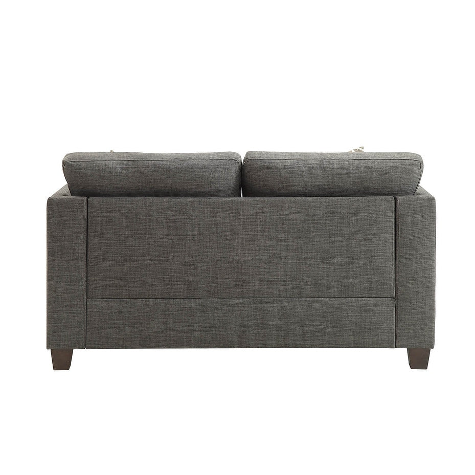 Linen Loveseat Sofa with Pillows and Nailheads