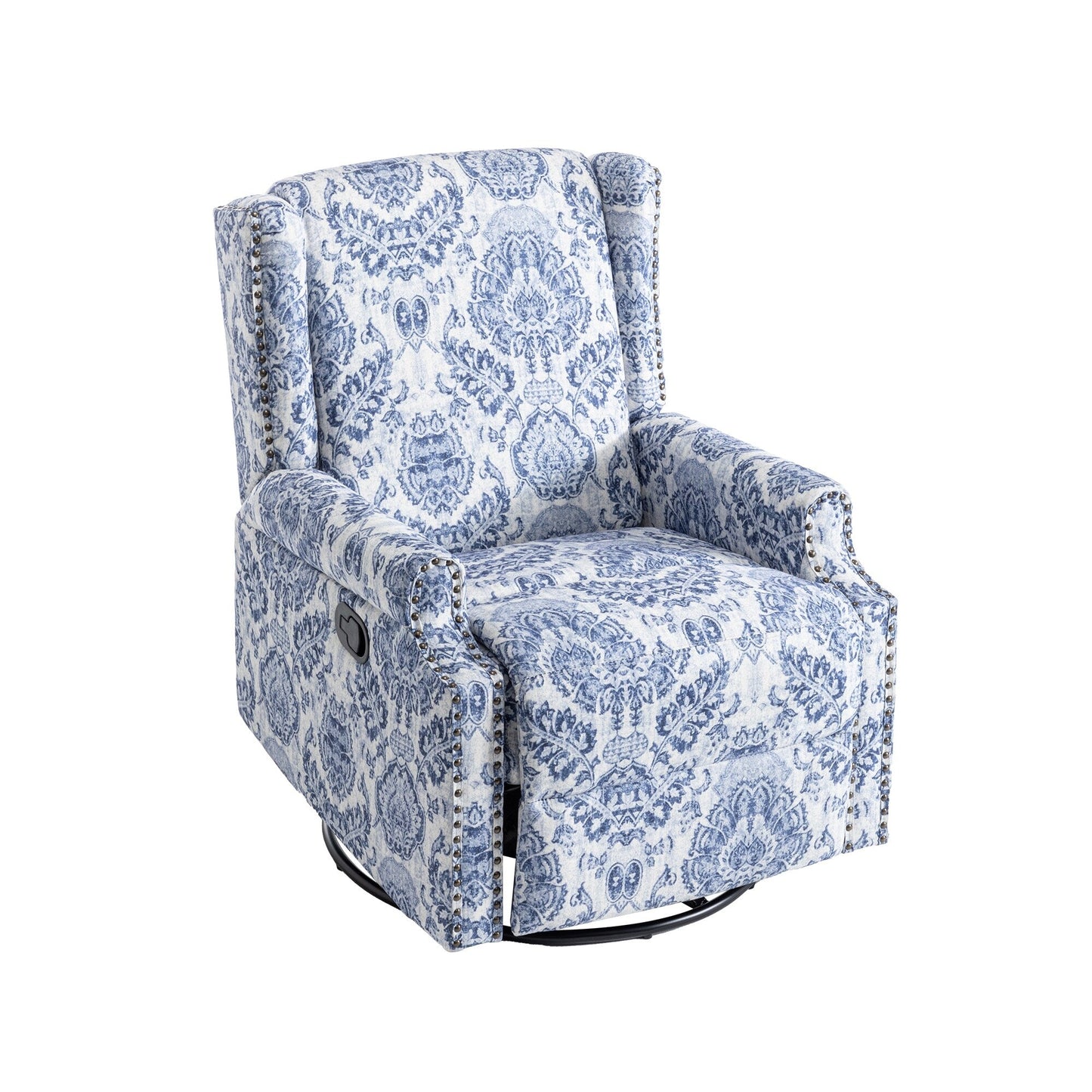 Linen Manual Swivel Base Recliner Chair with Footrest