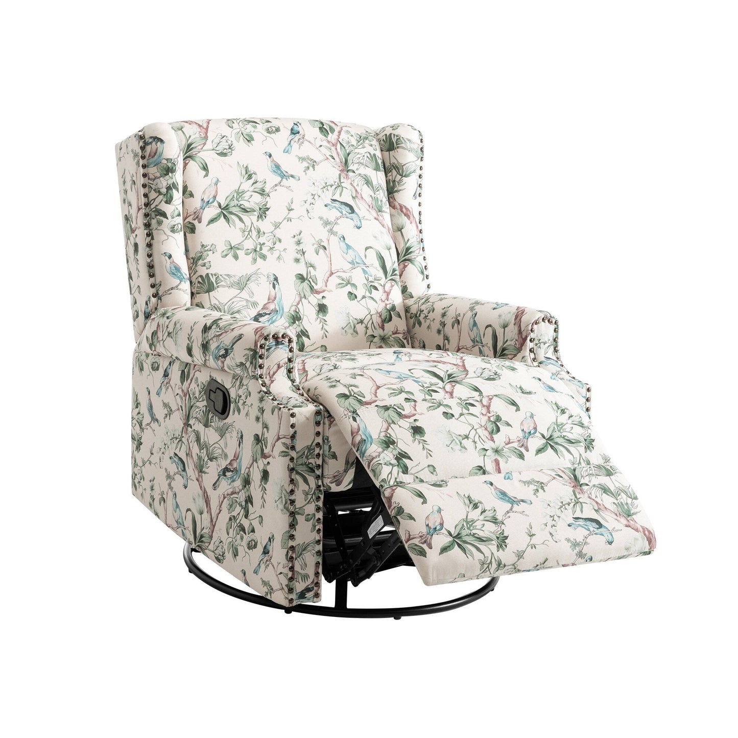 Linen Manual Swivel Base Recliner Chair with Footrest