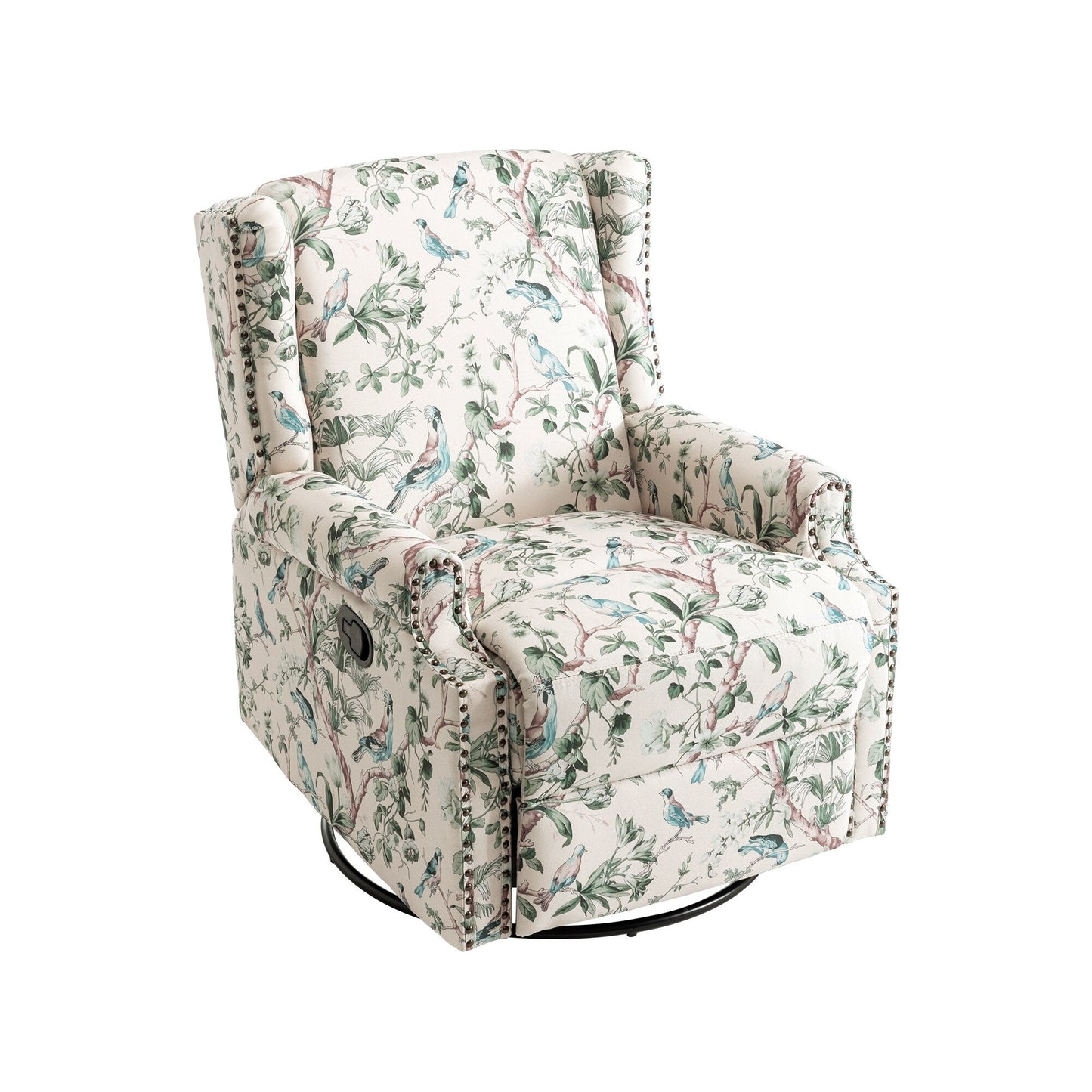 Linen Manual Swivel Base Recliner Chair with Footrest