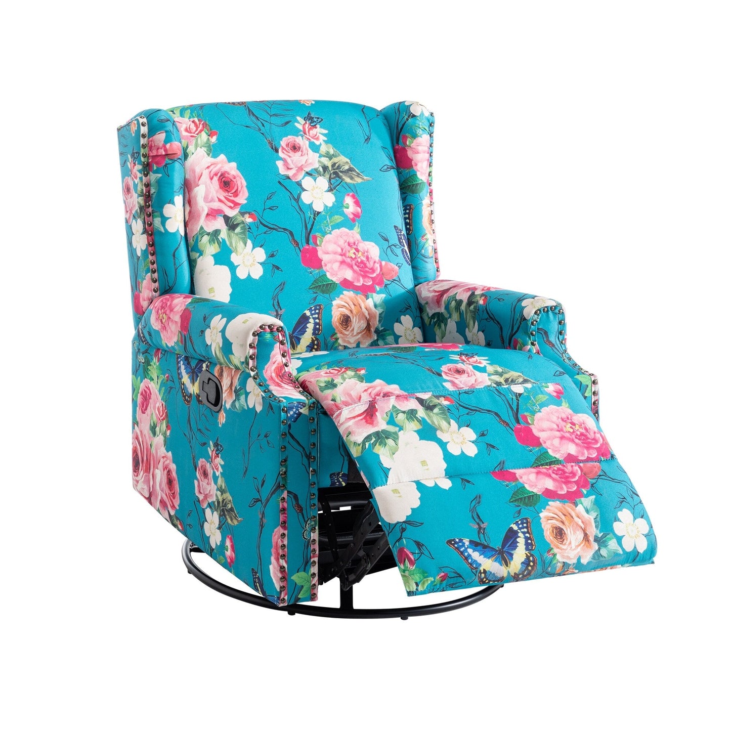 Linen Manual Swivel Base Recliner Chair with Footrest