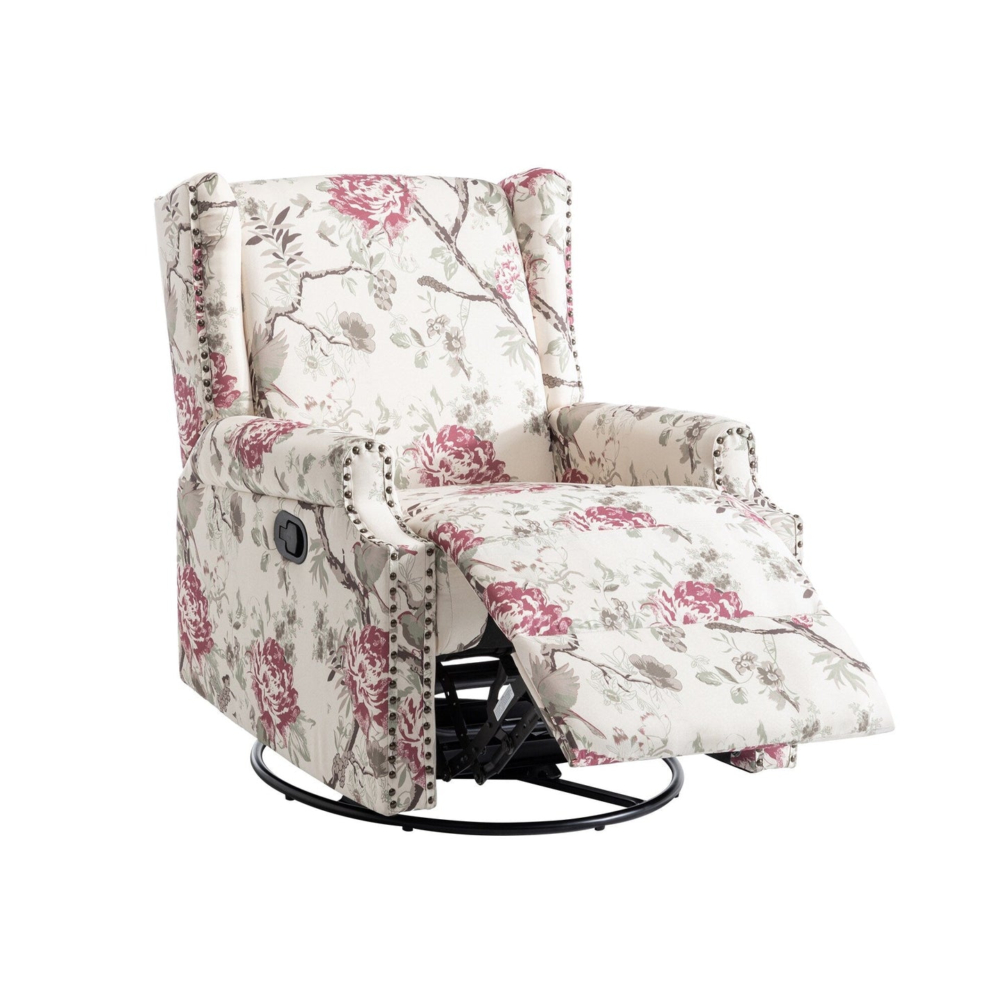Linen Manual Swivel Base Recliner Chair with Footrest
