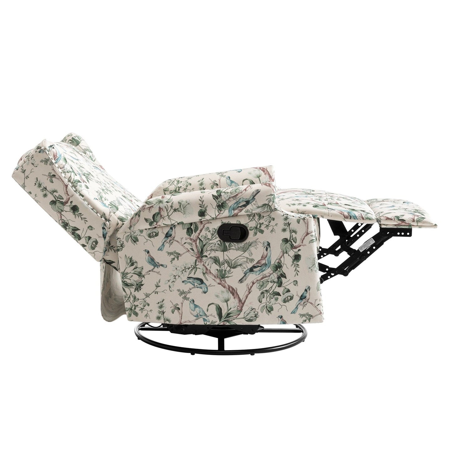 Linen Manual Swivel Base Recliner Chair with Footrest