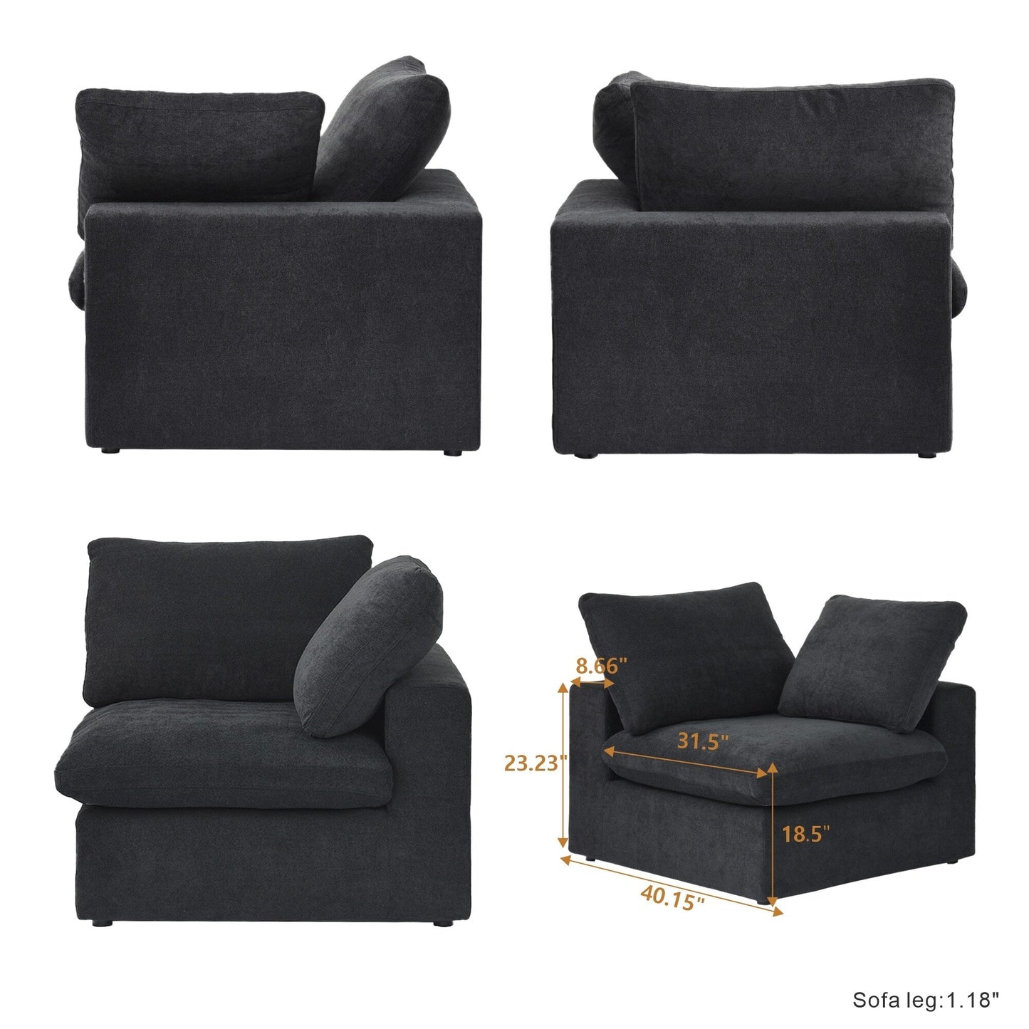 Linen Sectional Sofa Modern Upholstered Loveseat Couch