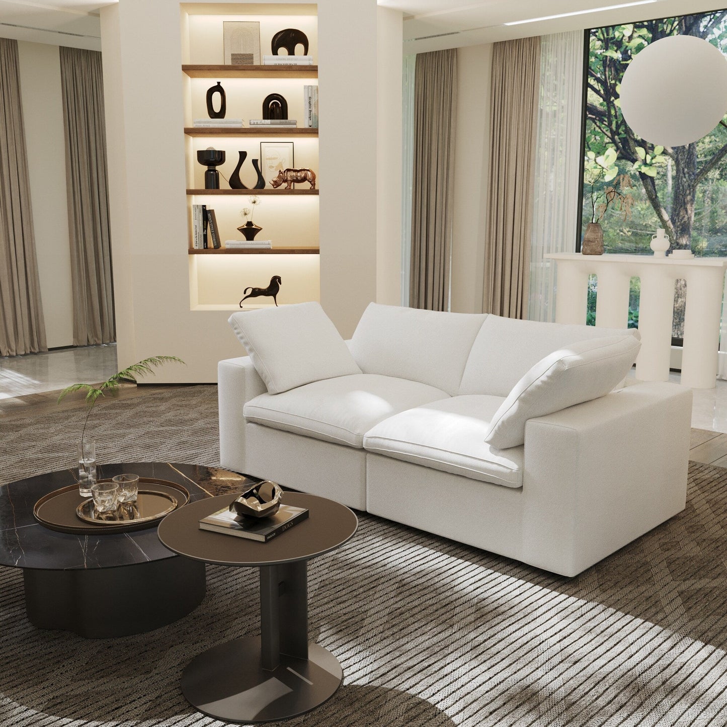 Linen Sectional Sofa Modern Upholstered Loveseat Couch