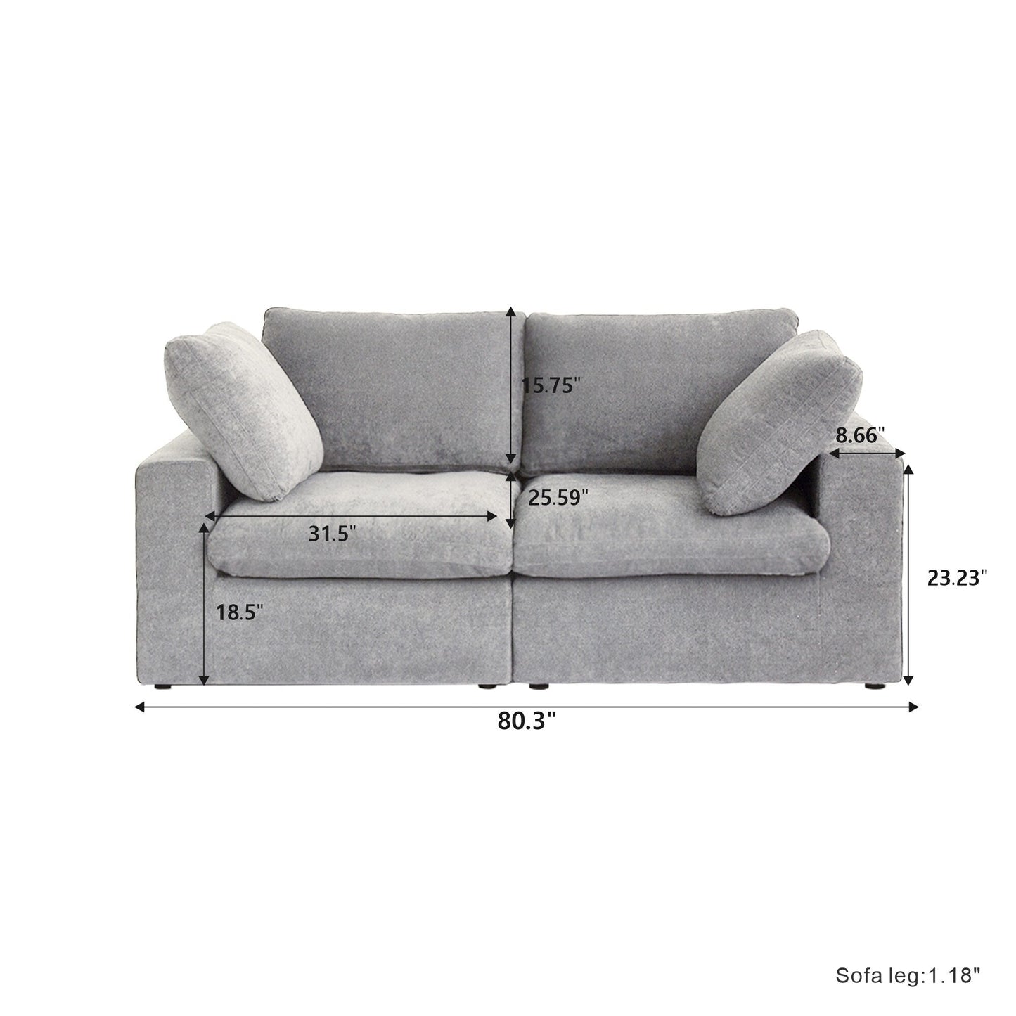 Linen Sectional Sofa Modern Upholstered Loveseat Couch