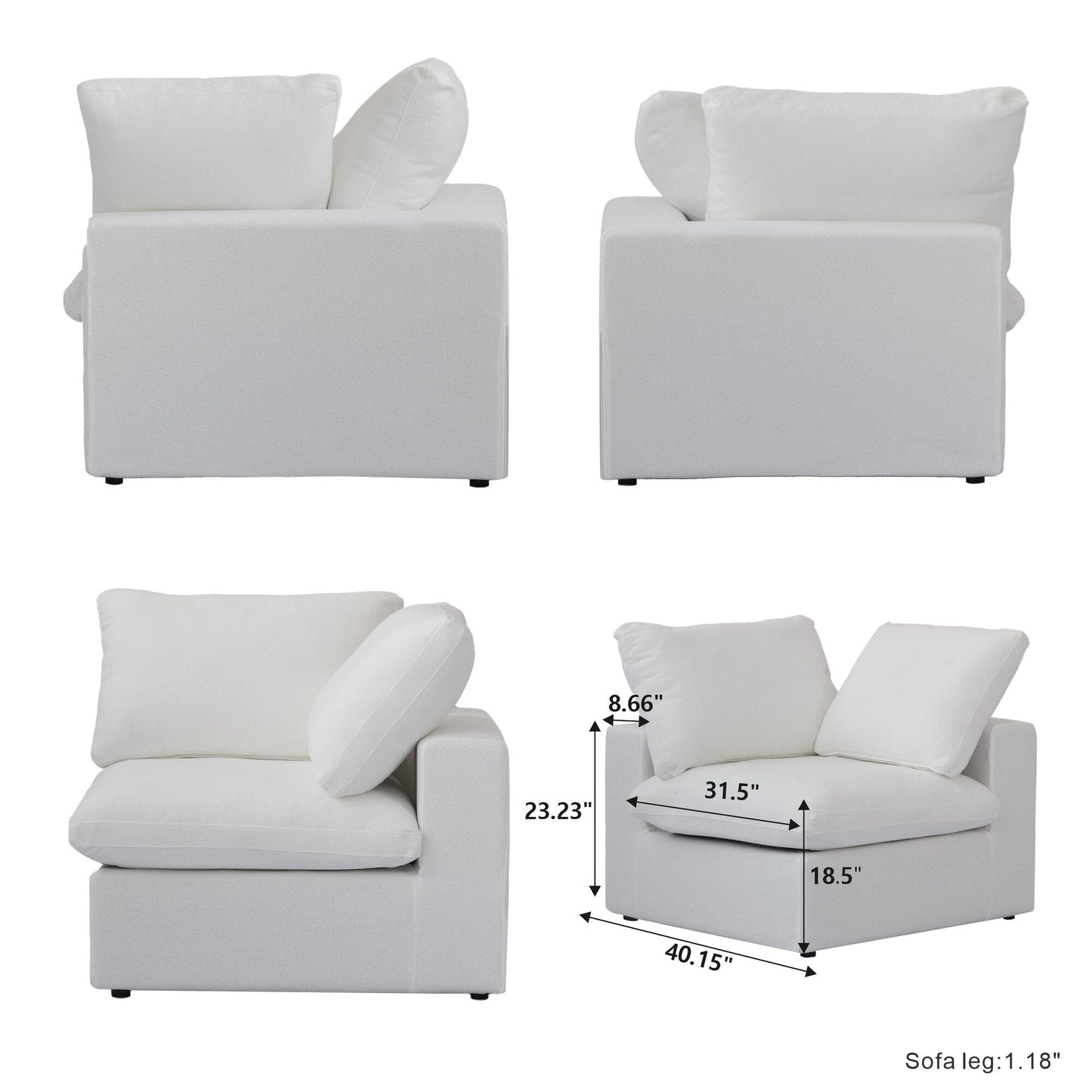 Linen Sectional Sofa Modern Upholstered Loveseat Couch
