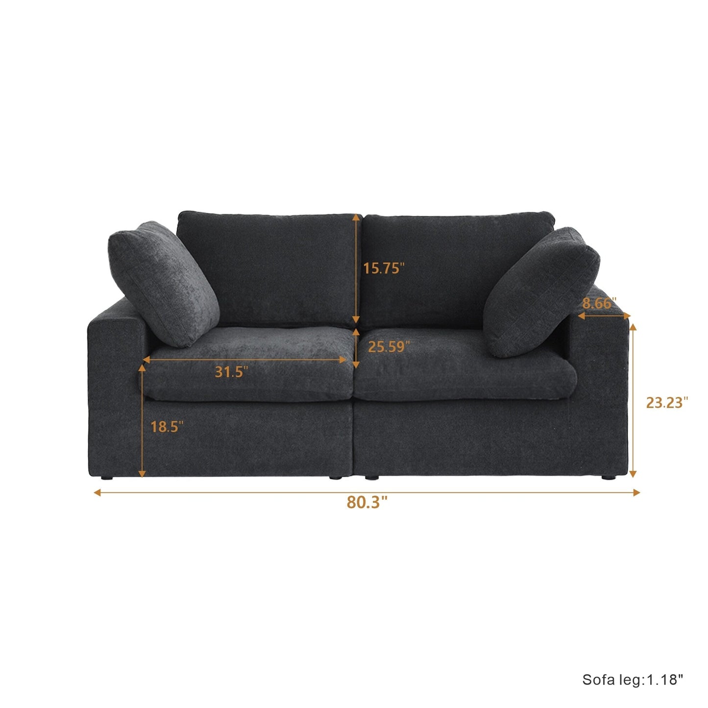 Linen Sectional Sofa Modern Upholstered Loveseat Couch