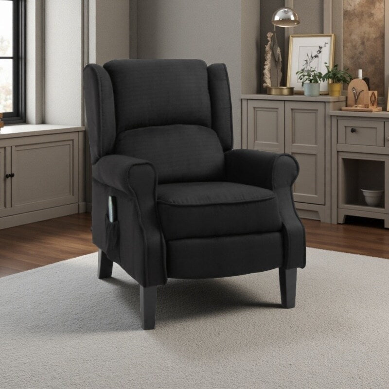 Linen Upholstered Recliner Sofa with Heat & Dual Massage Motors, Manual Reclining & Remote Control