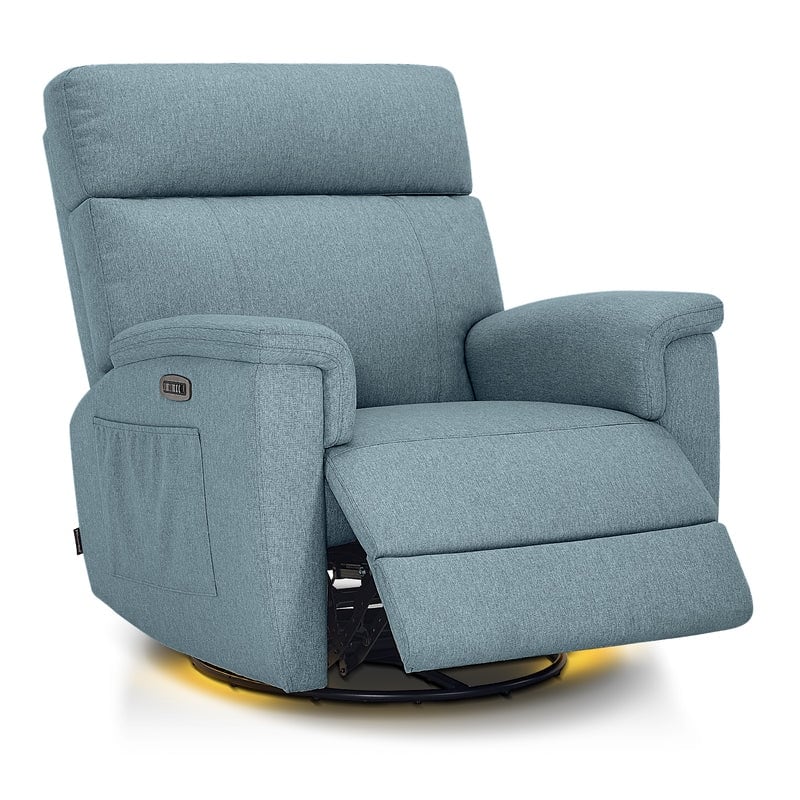 MCombo Power Swivel Glider Recliner Nursery Chair, Fabric PR601