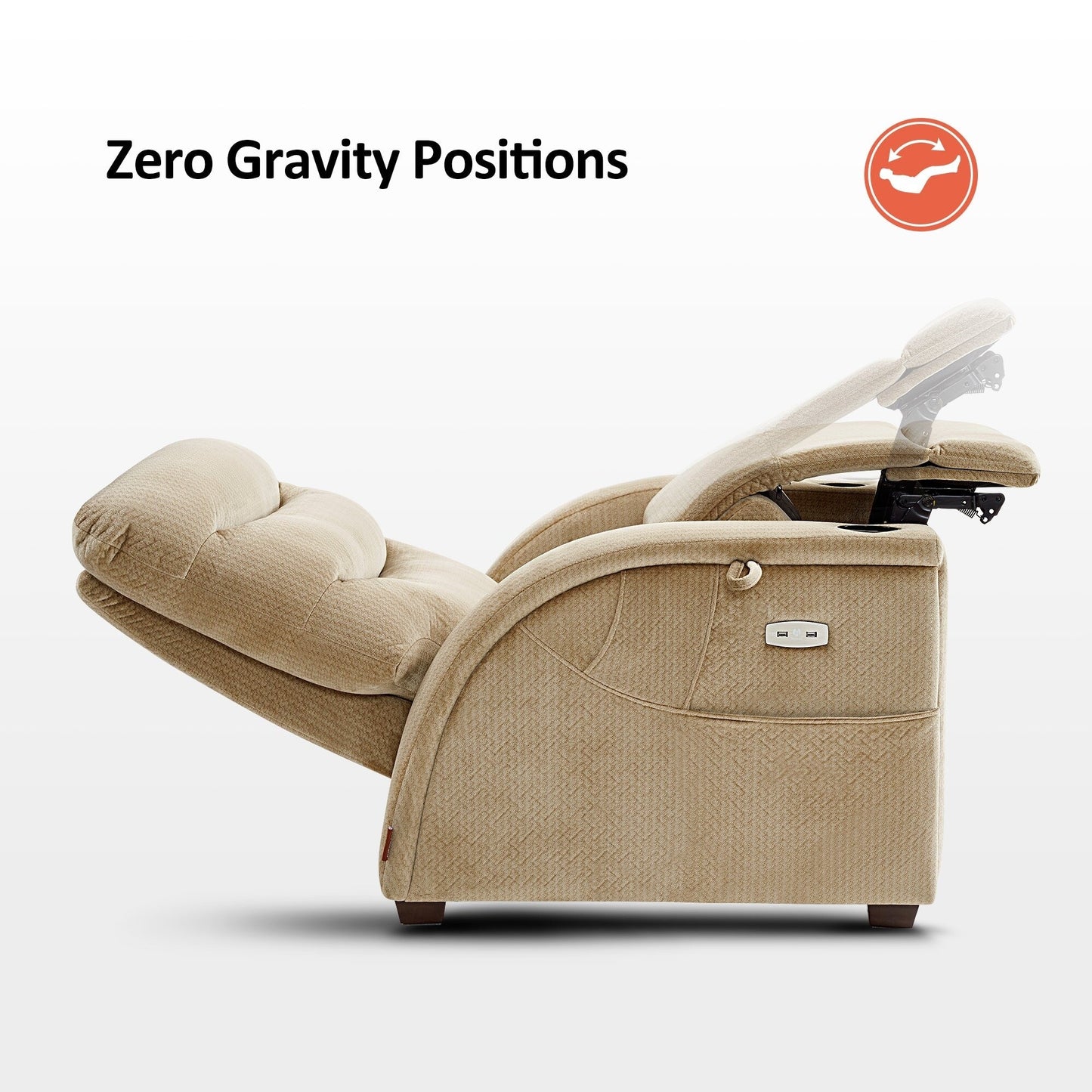 MCombo Power Zero Gravity Recliner Chair with Adjustable Headrest for Living Room, Fabric ZG334