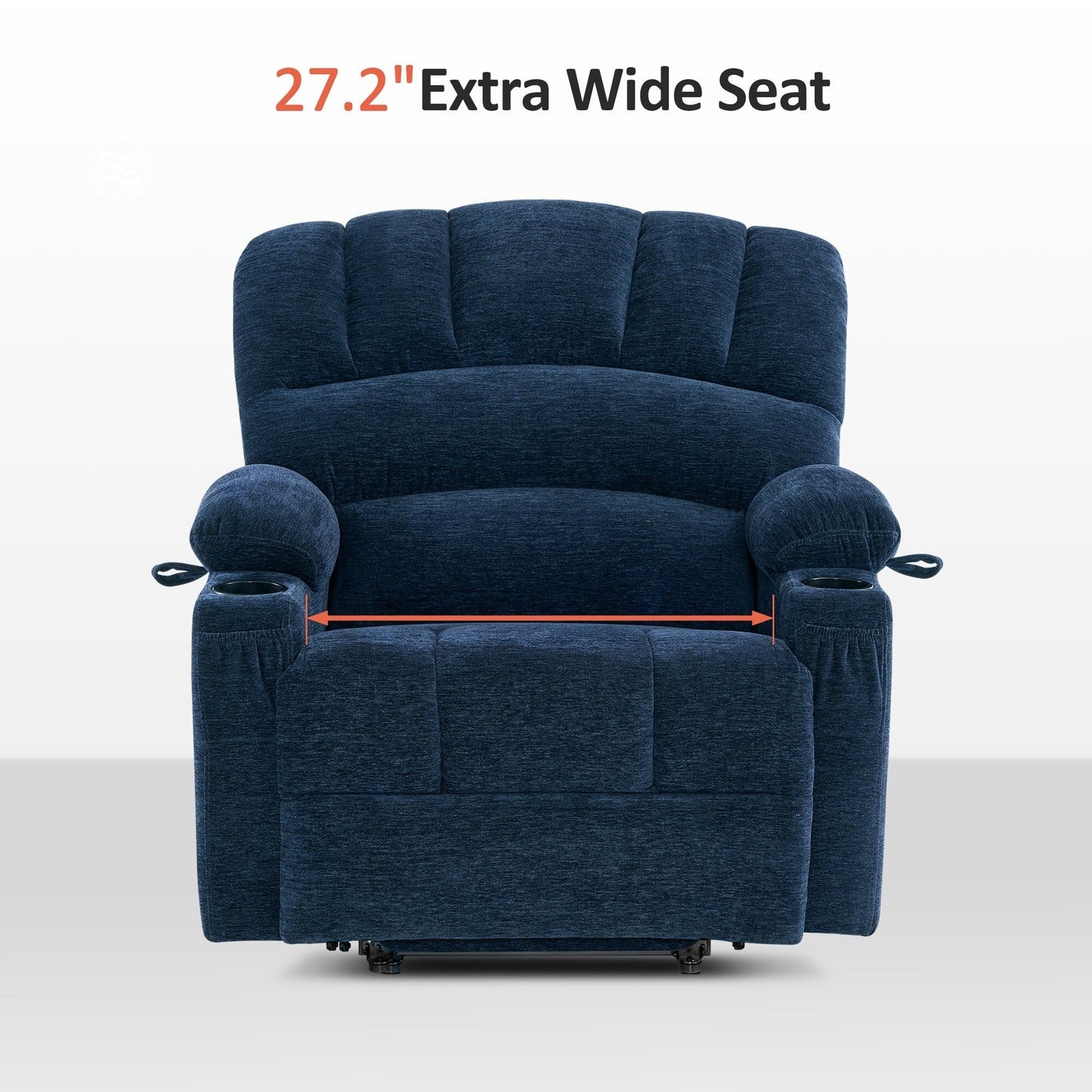 MCombo Recliner Chair Sofa with Massage and Heat for Big Elderly People,Fabric R7093(Small-Wide)