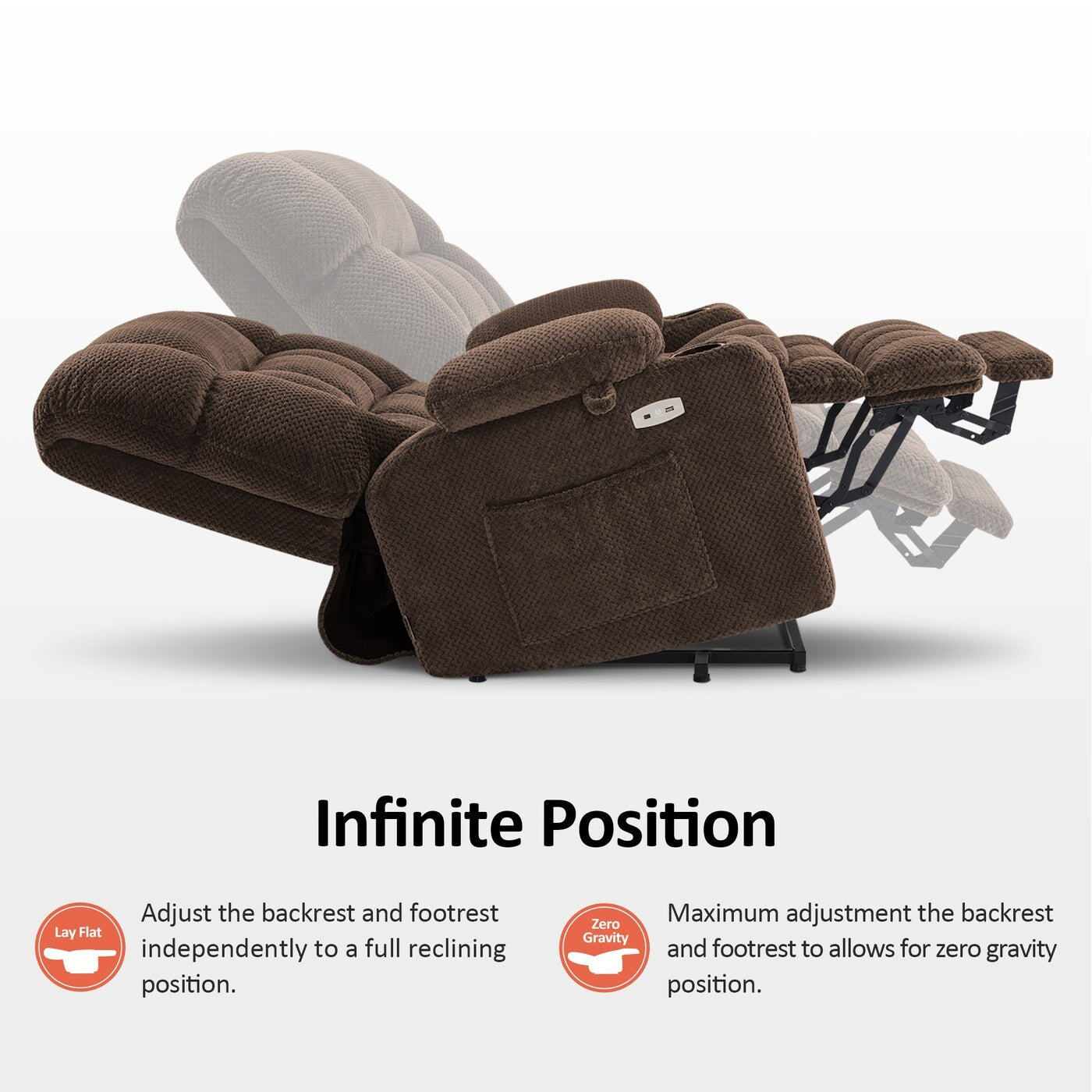 MCombo Small Dual Motor Power Lift Recliner Chair Sofa with Massage and Heat, Infinite Position, USB Ports, Fabric 7893