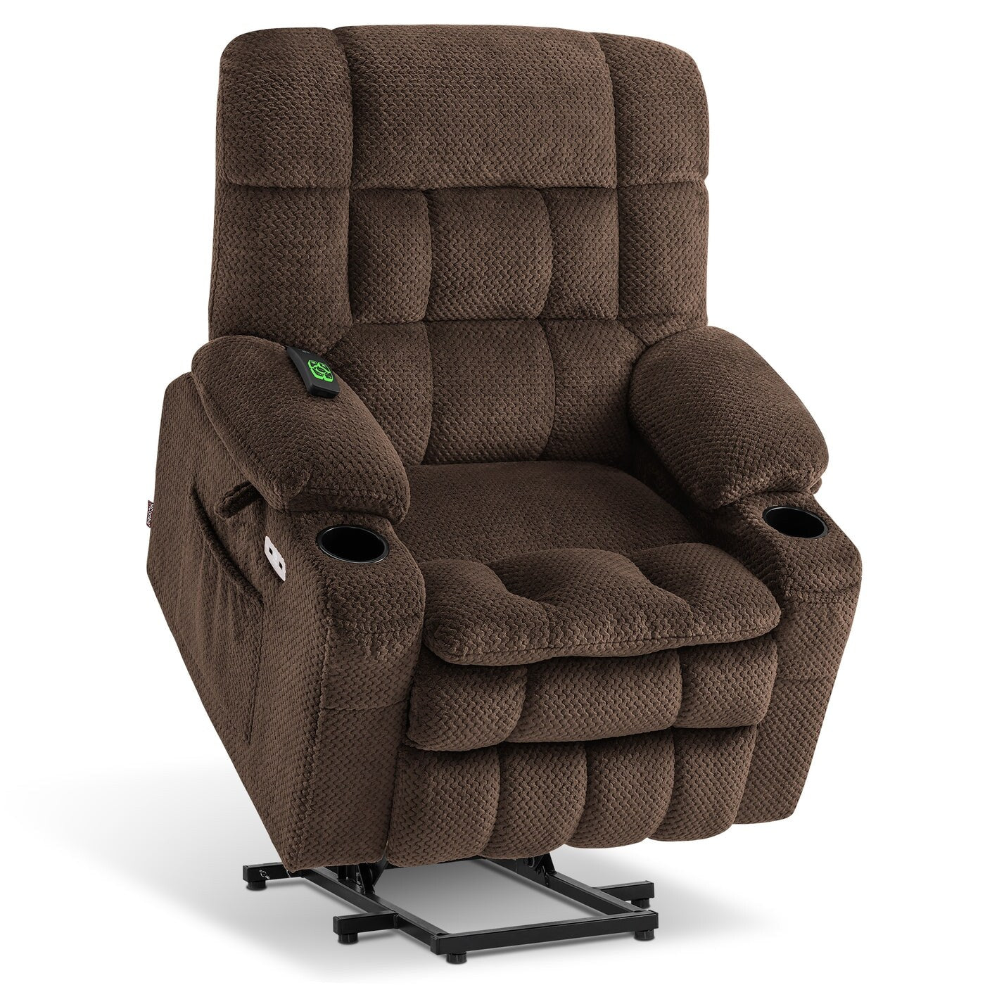 MCombo Small Dual Motor Power Lift Recliner Chair Sofa with Massage and Heat, Infinite Position, USB Ports, Fabric 7893