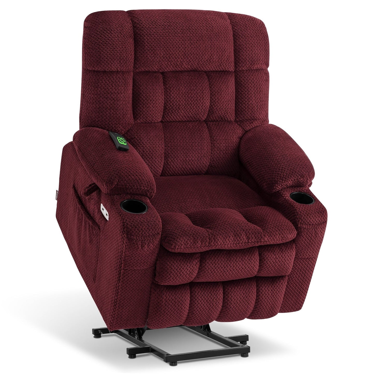 MCombo Small Dual Motor Power Lift Recliner Chair Sofa with Massage and Heat, Infinite Position, USB Ports, Fabric 7893