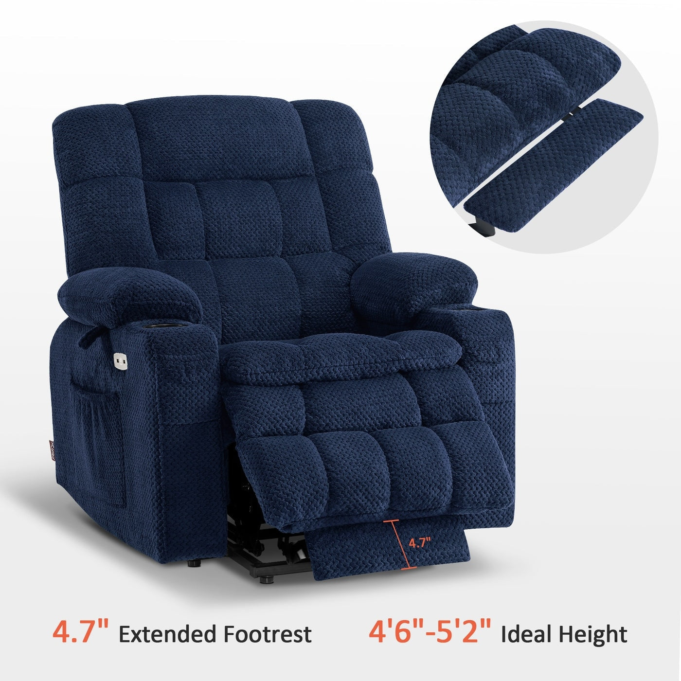 MCombo Small Dual Motor Power Lift Recliner Chair Sofa with Massage and Heat, Infinite Position, USB Ports, Fabric 7893