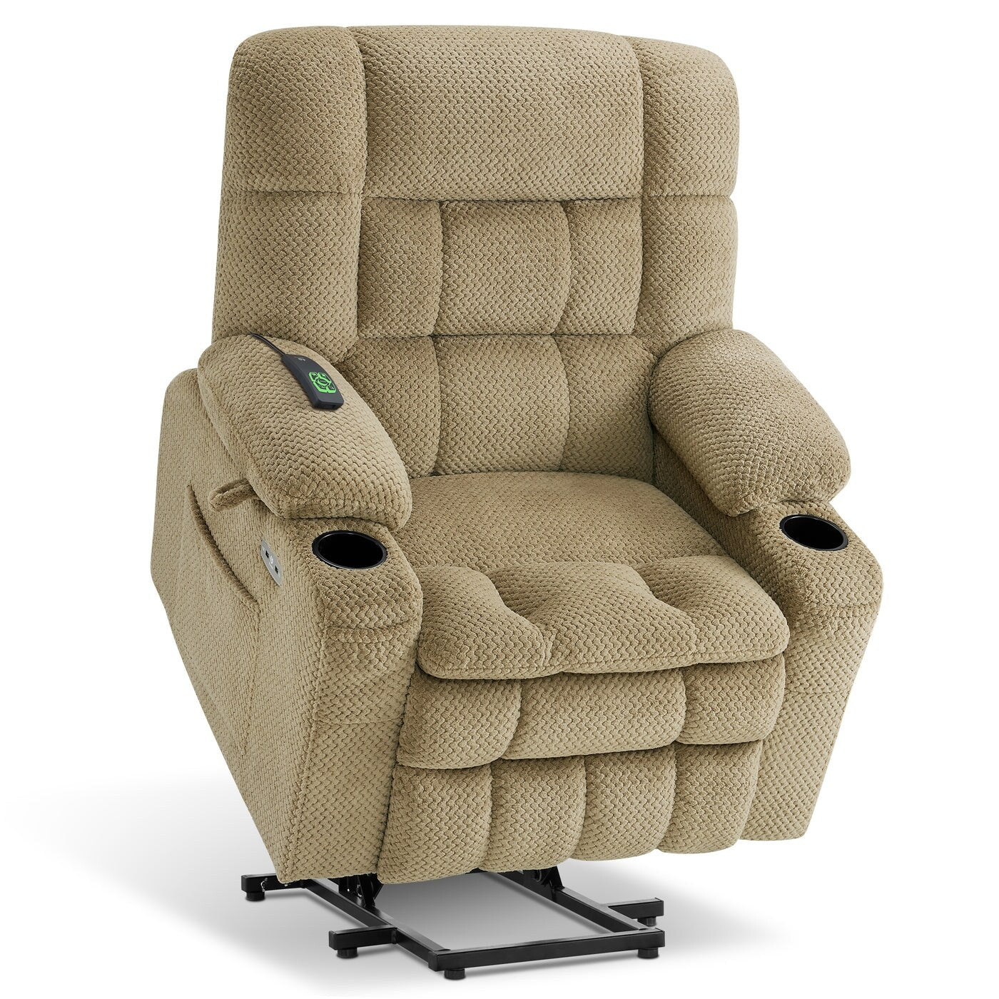 MCombo Small Dual Motor Power Lift Recliner Chair Sofa with Massage and Heat, Infinite Position, USB Ports, Fabric 7893