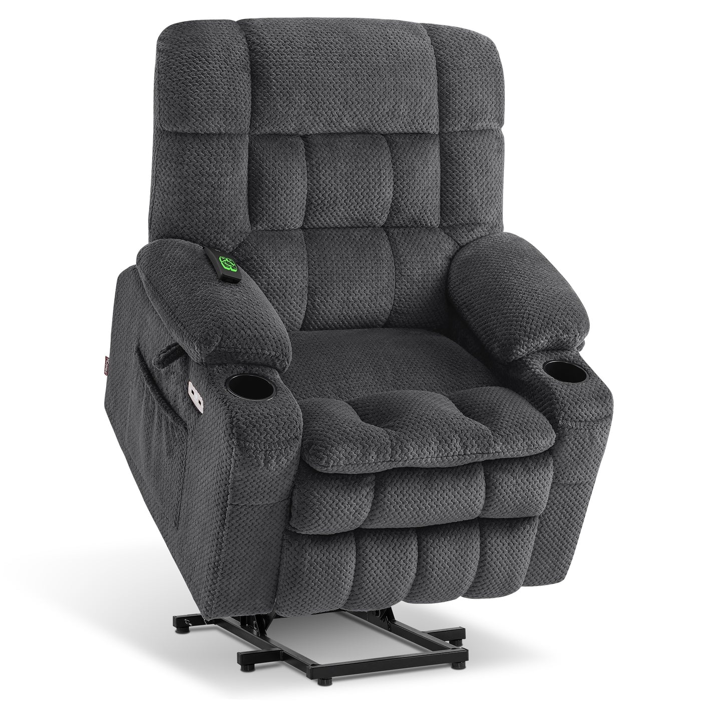 MCombo Small Dual Motor Power Lift Recliner Chair Sofa with Massage and Heat, Infinite Position, USB Ports, Fabric 7893
