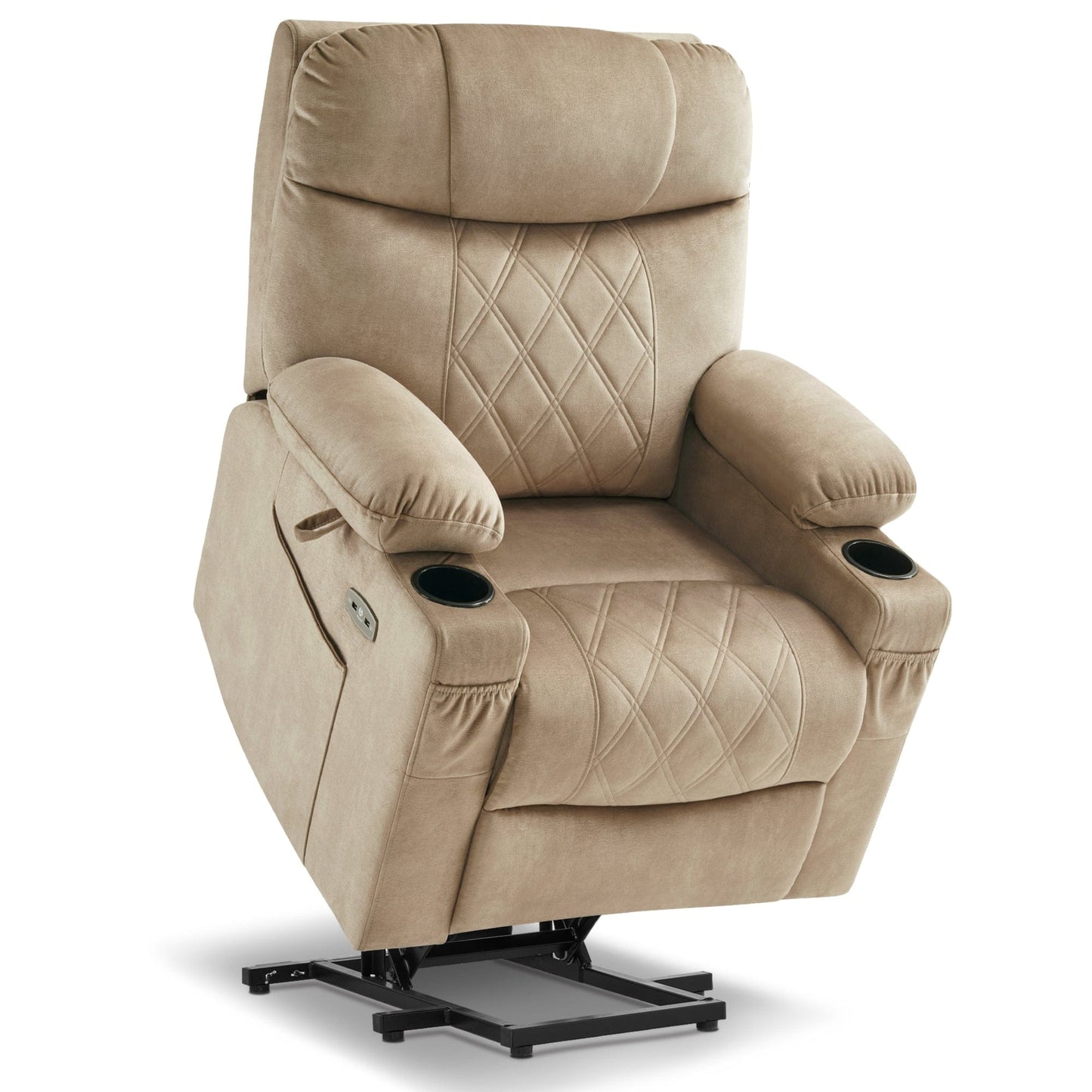 MCombo Small Dual Motor Power Lift Recliner Chair with Massage,Dual Heating, Adjustable Headrest, Fabric 7222
