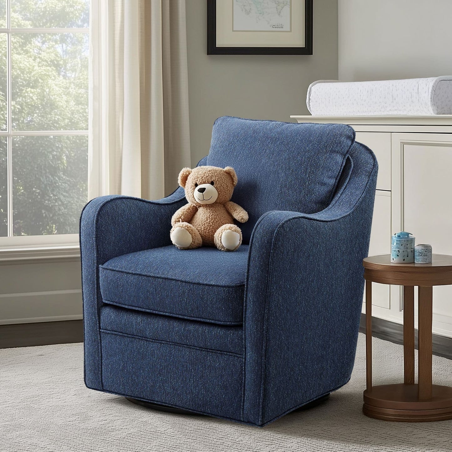 Madison Park Betty Upholstered Swivel Curved Armchair