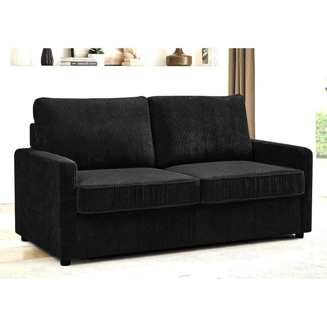 Manchester Polyester Corduroy 70 inch Square Arms Sofa Bed