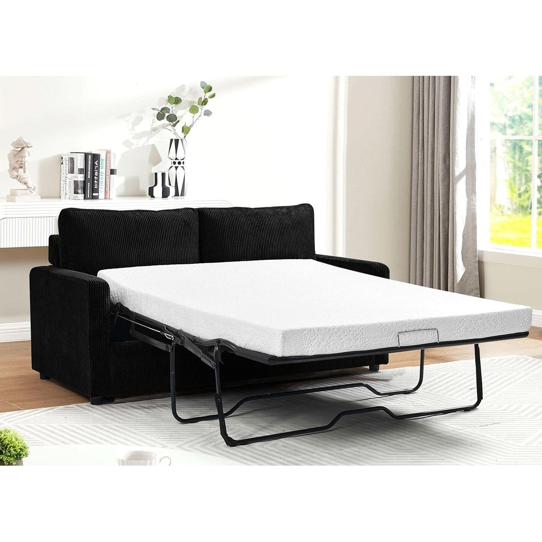 Manchester Polyester Corduroy 70 inch Square Arms Sofa Bed
