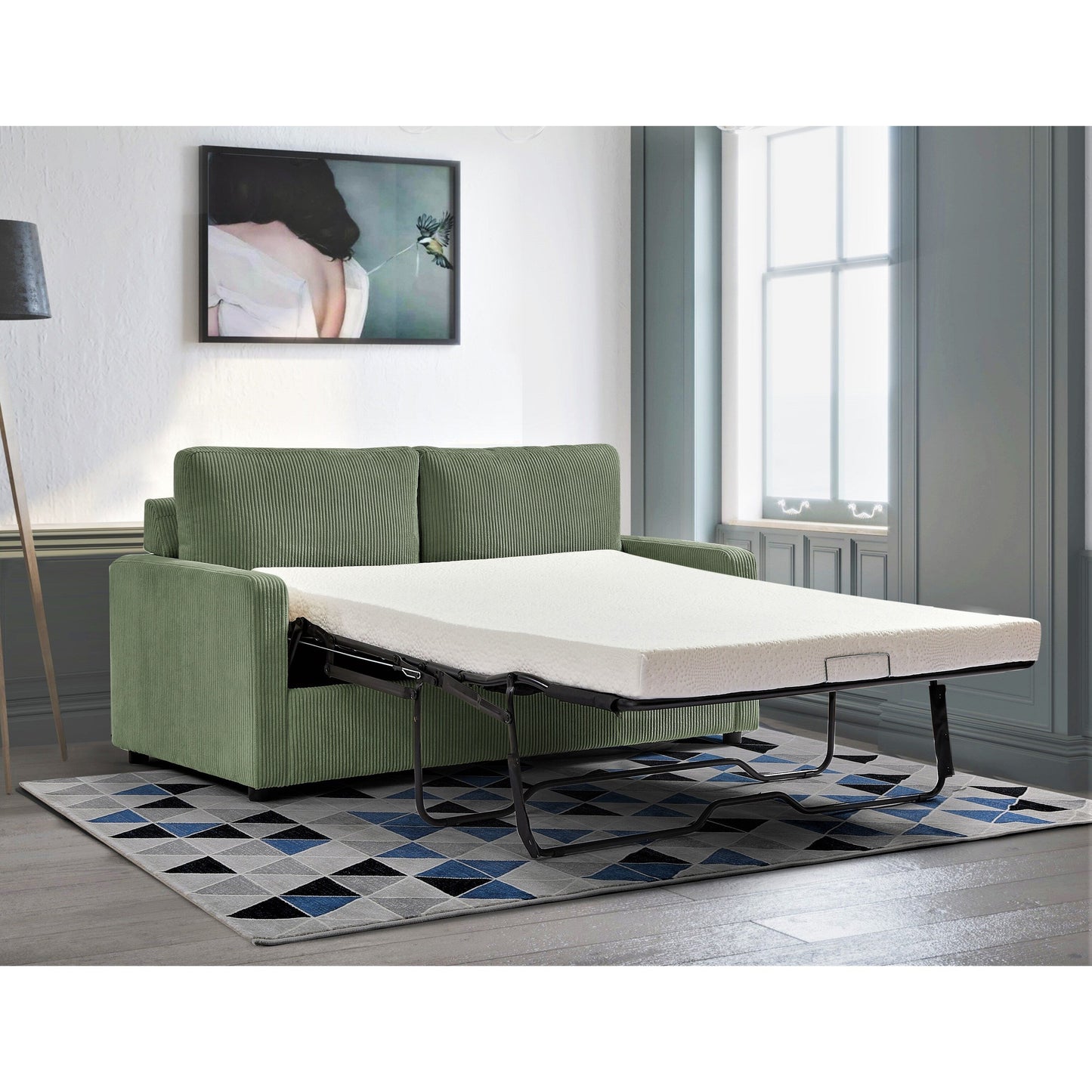 Manchester Polyester Corduroy 70 inch Square Arms Sofa Bed