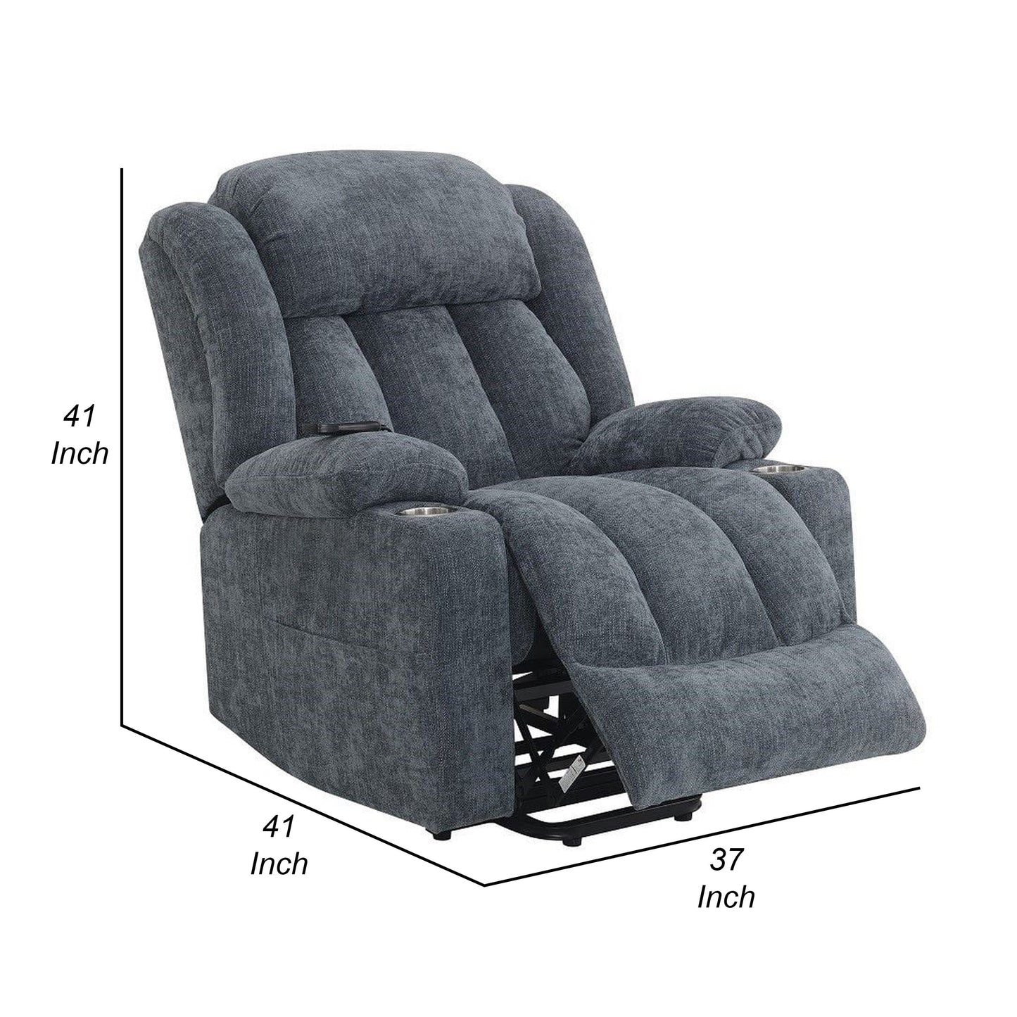 Mario Power Recliner Chair with Lift, Heating, Massage, Blue Velvet