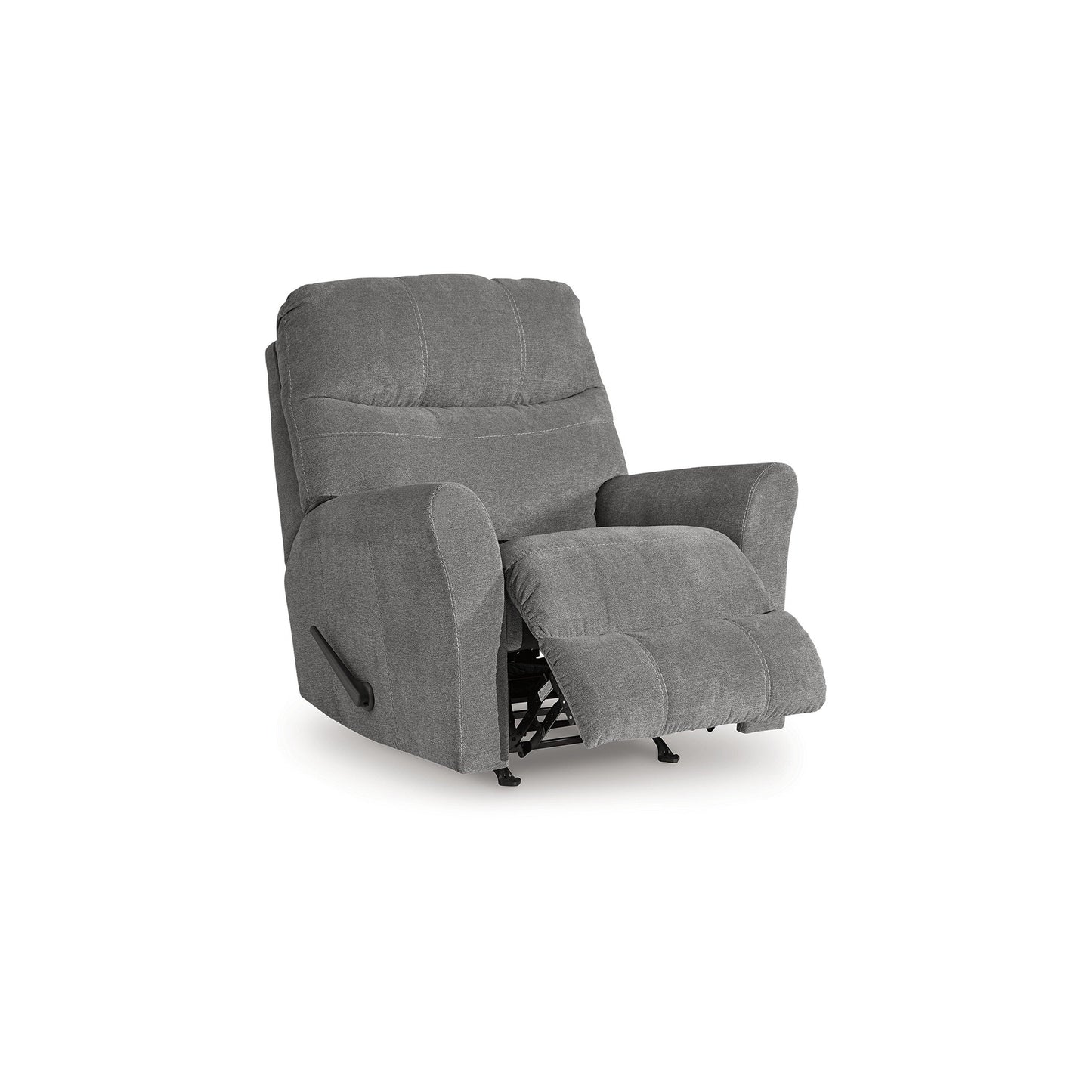 Marlow Manual Recliner Chair, Pull Rocking Motion, Gray Polyester