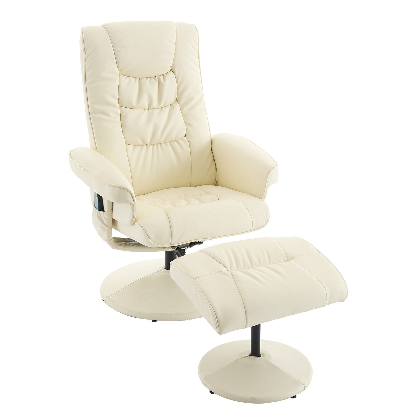Massage Heated Lounge Chair 360° Swivel Recliner Chair Adjustable PU Leather Seat with Ottoman and 5 Point Vibration