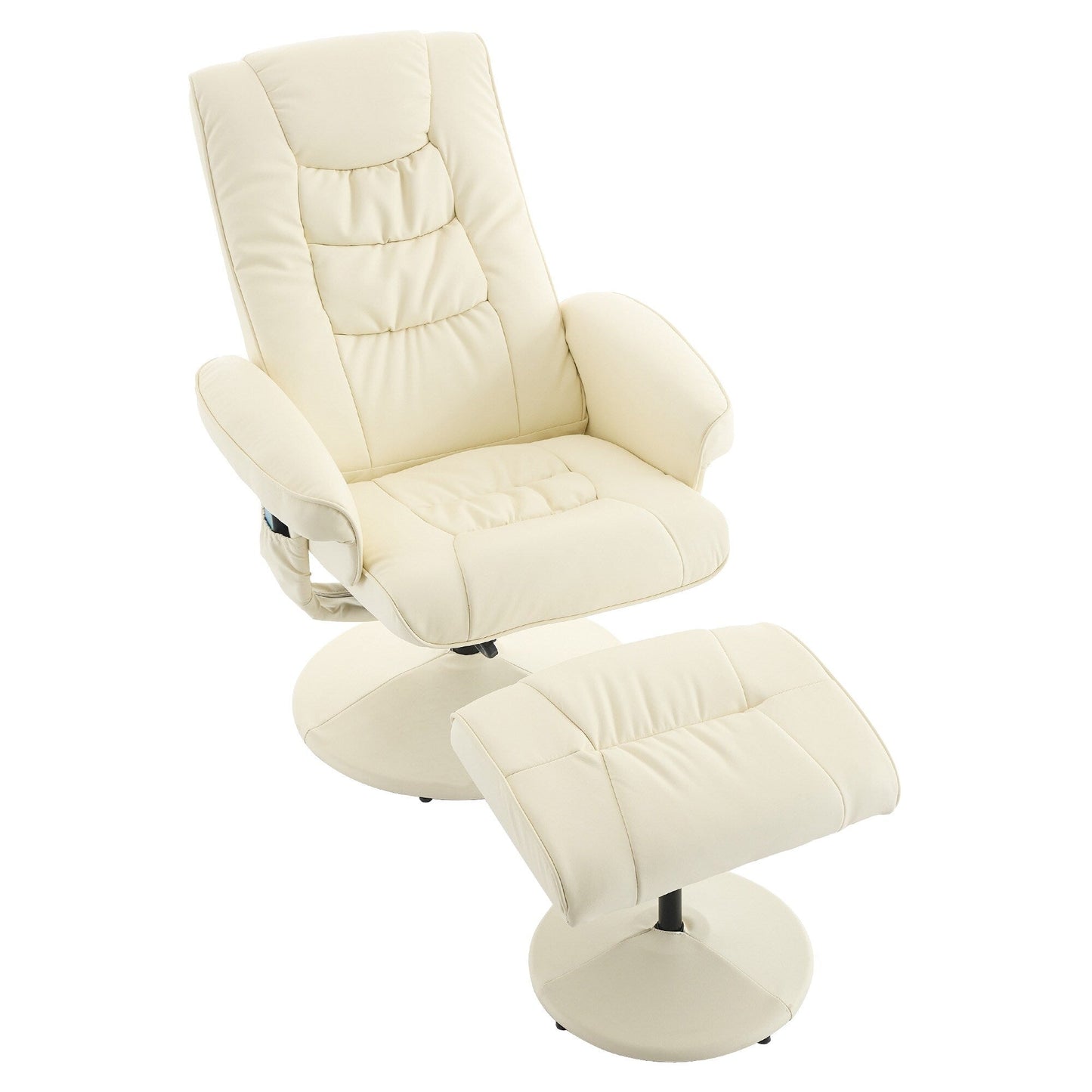 Massage Heated Lounge Chair 360° Swivel Recliner Chair Adjustable PU Leather Seat with Ottoman and 5 Point Vibration