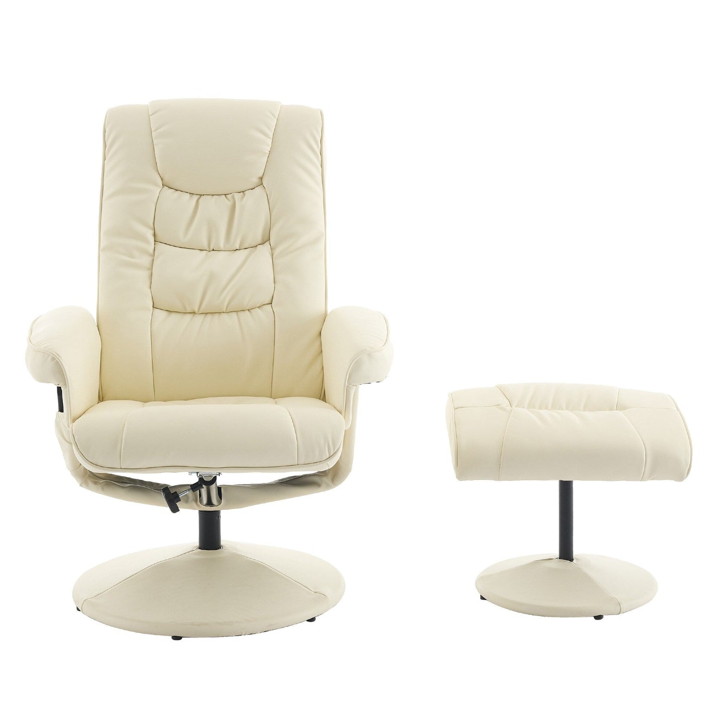 Massage Heated Lounge Chair 360° Swivel Recliner Chair Adjustable PU Leather Seat with Ottoman and 5 Point Vibration