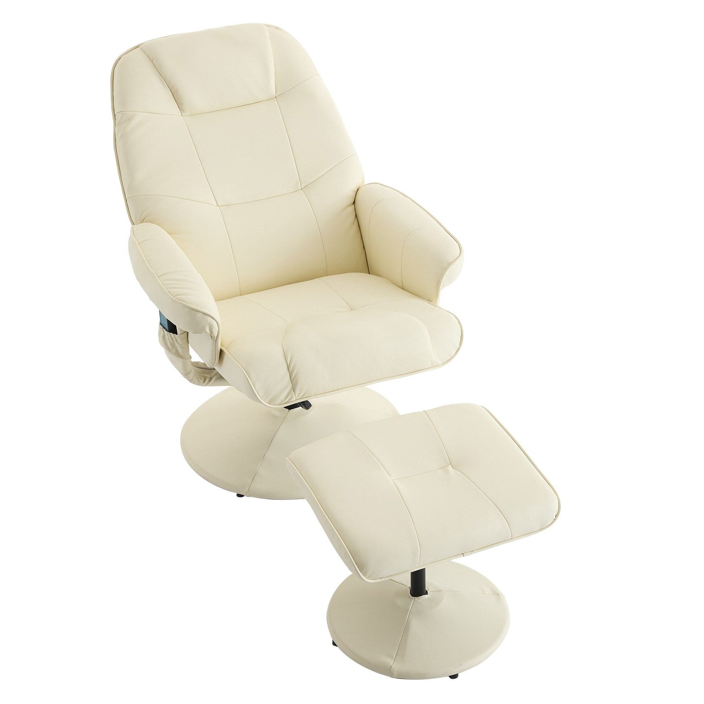 Massage Recliner Chair, 360° Swivel PU Leather Reclining Chair with Wrapped Base, Seat Heating and 140° Adjustable Backrest