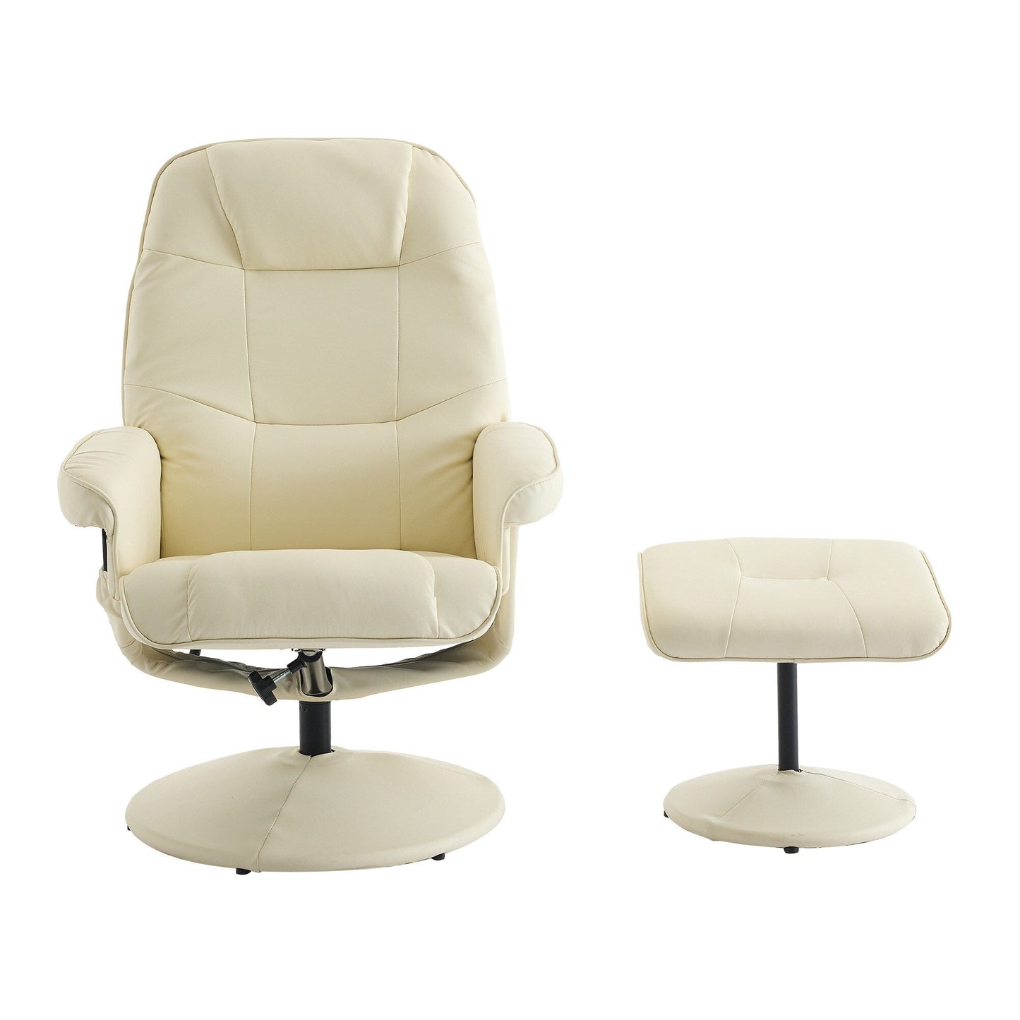 Massage Recliner Chair, 360° Swivel PU Leather Reclining Chair with Wrapped Base, Seat Heating and 140° Adjustable Backrest