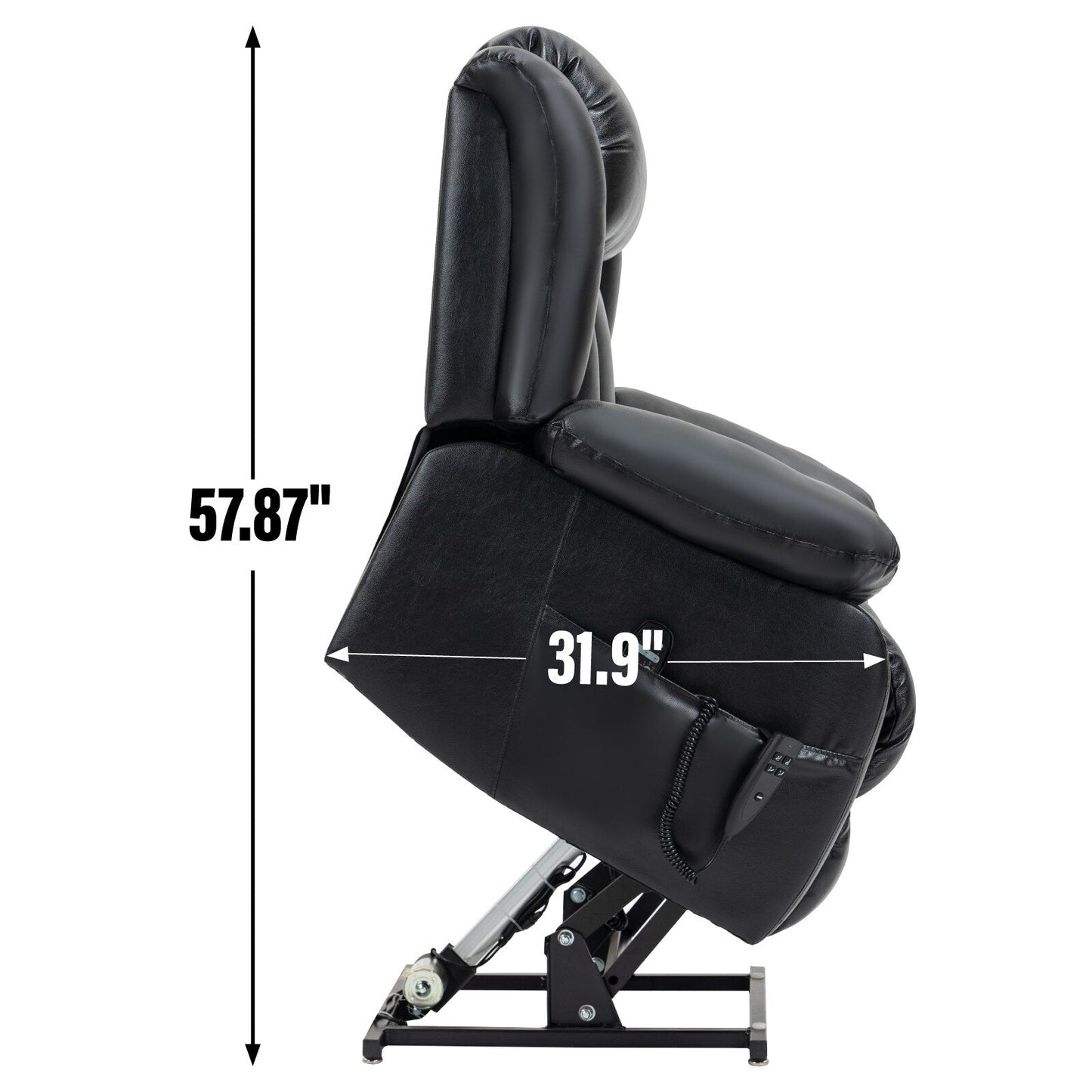 Medium-Sized Electric Power Lift Recliner Chair in Genuine Leather with Dual Motors, 8-Point Massage, Lumbar Heating