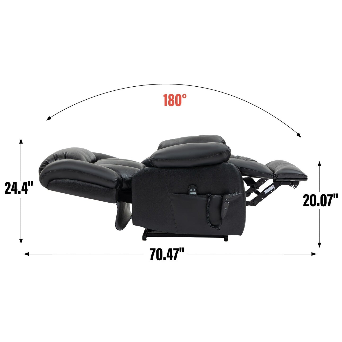 Medium-Sized Electric Power Lift Recliner Chair in Genuine Leather with Dual Motors, 8-Point Massage, Lumbar Heating